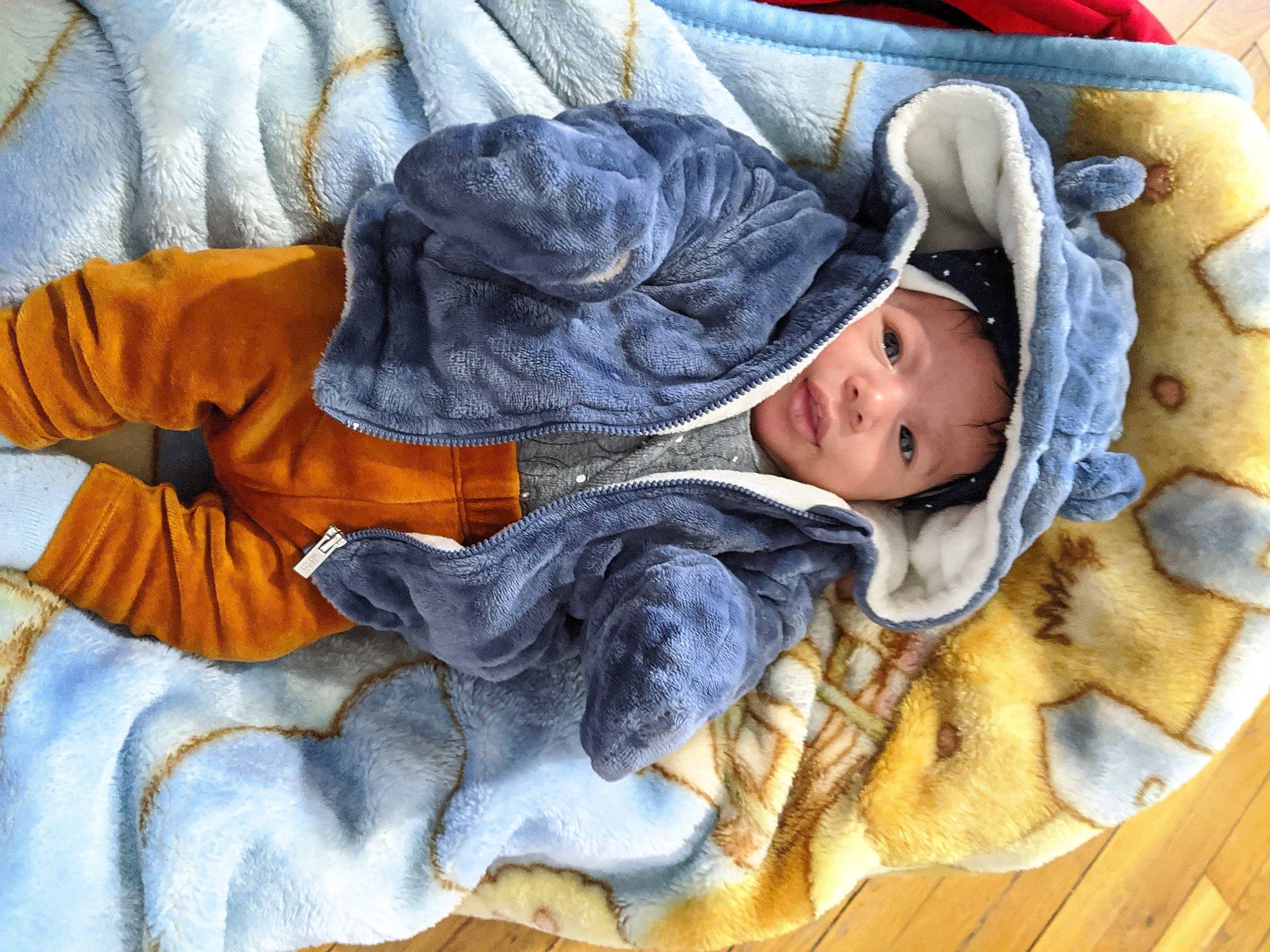 Riquelme Chaves a rejoint le concours — aidez-le/la à gagner de superbes lots ! baby, baby_products, baby_sleeping, baby_toddler_clothing, child, comfort, denim, electric_blue, fur, headwear, linens, nap, outerwear, pattern, person, room, sleep, sleeve, textile, toddler