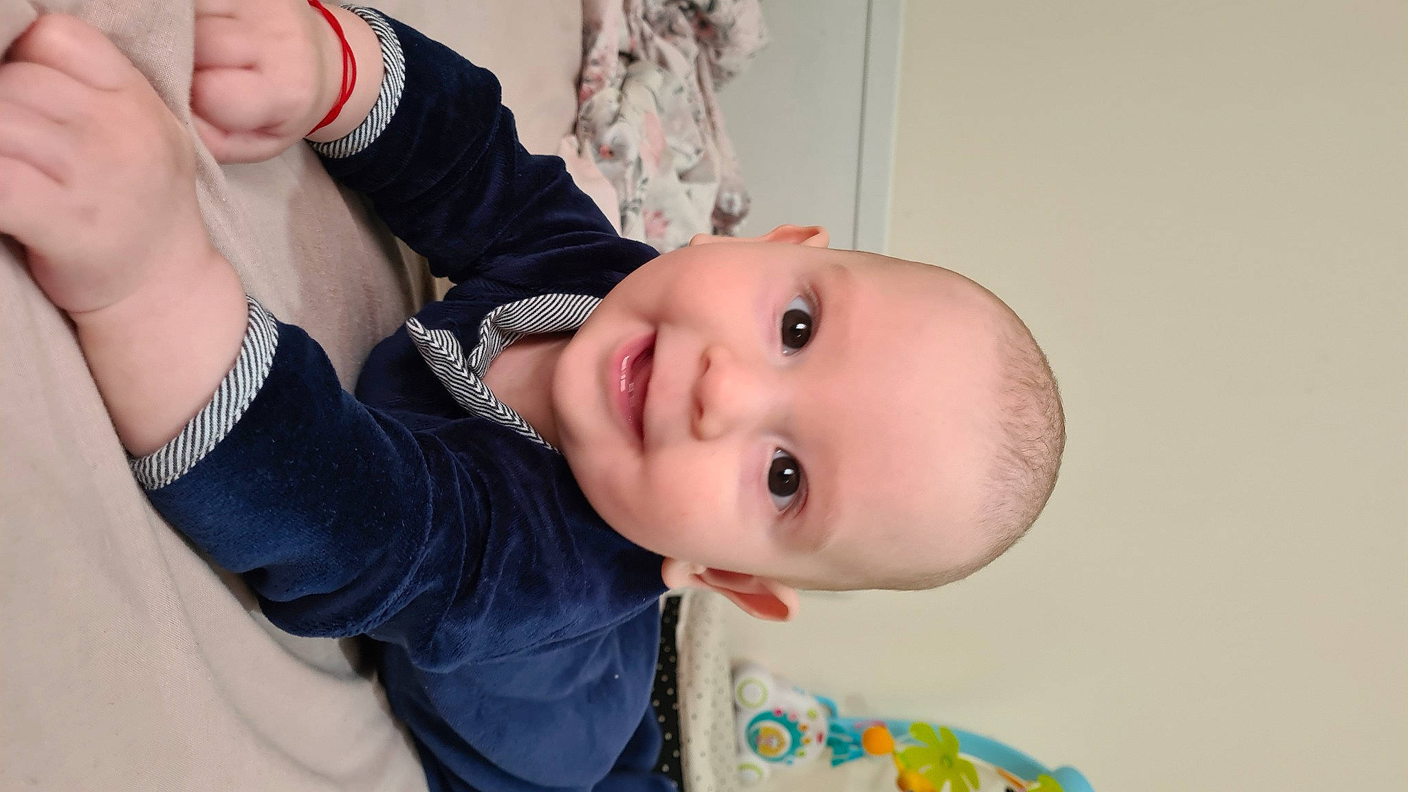 Rares is registered to the contest to win money with this photo: baby, baby_toddler_clothing, cheek, dress, eye, eyebrow, eyelash, finger, gesture, hair, happy, human_body, lip, mouth, neck, nose, person, skin, sleeve, smile