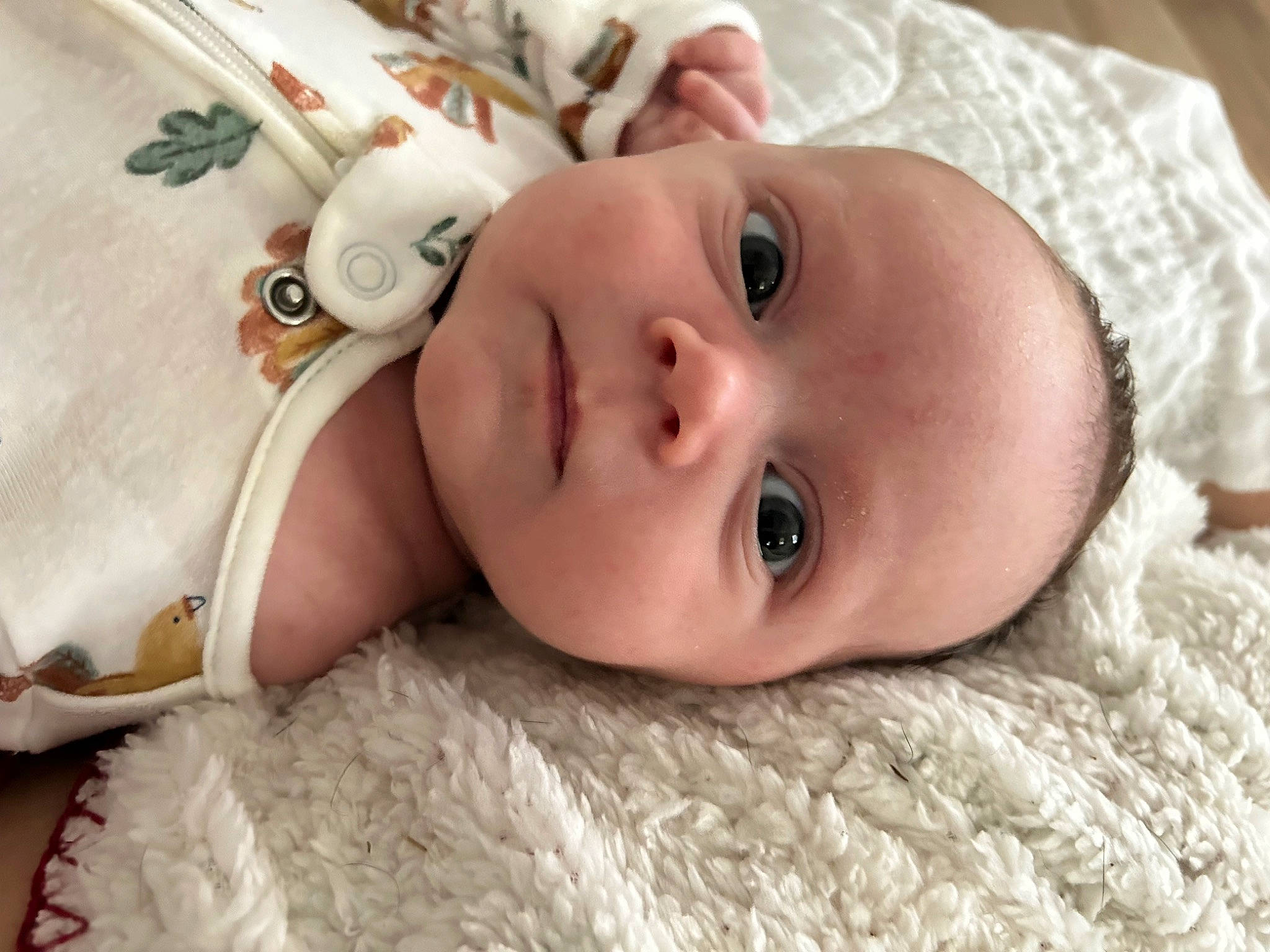 Cooper is registered to the contest to win money with this photo: baby, baby_toddler_clothing, cheek, child, chin, close_up, comfort, eyebrow, eyelash, happy, headgear, iris, linens, lip, mouth, nose, person, pink, skin, textile