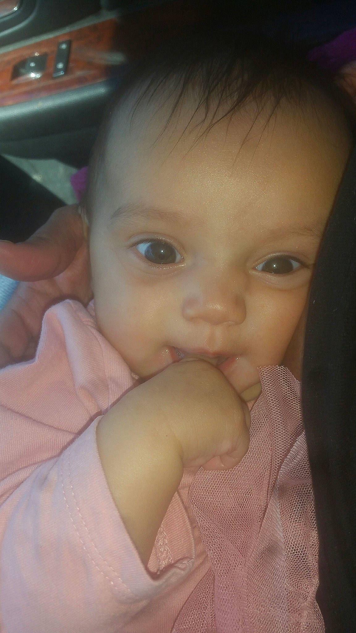 Mila joined the competition — help win amazing prizes! baby, beauty, cheek, child, chin, electronic_device, eye, eyebrow, face, finger, forehead, hand, head, iris, lip, mouth, nose, person, pink, skin