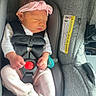 Liora joined the competition — help win amazing prizes! newborn, baby, sleeping, infant, car_seat, seatbelt, harness, pink_bow, socks, onesie, baby_clothing, portrait, indoors, vehicle, transportation, cozy, peaceful, resting, child, safety