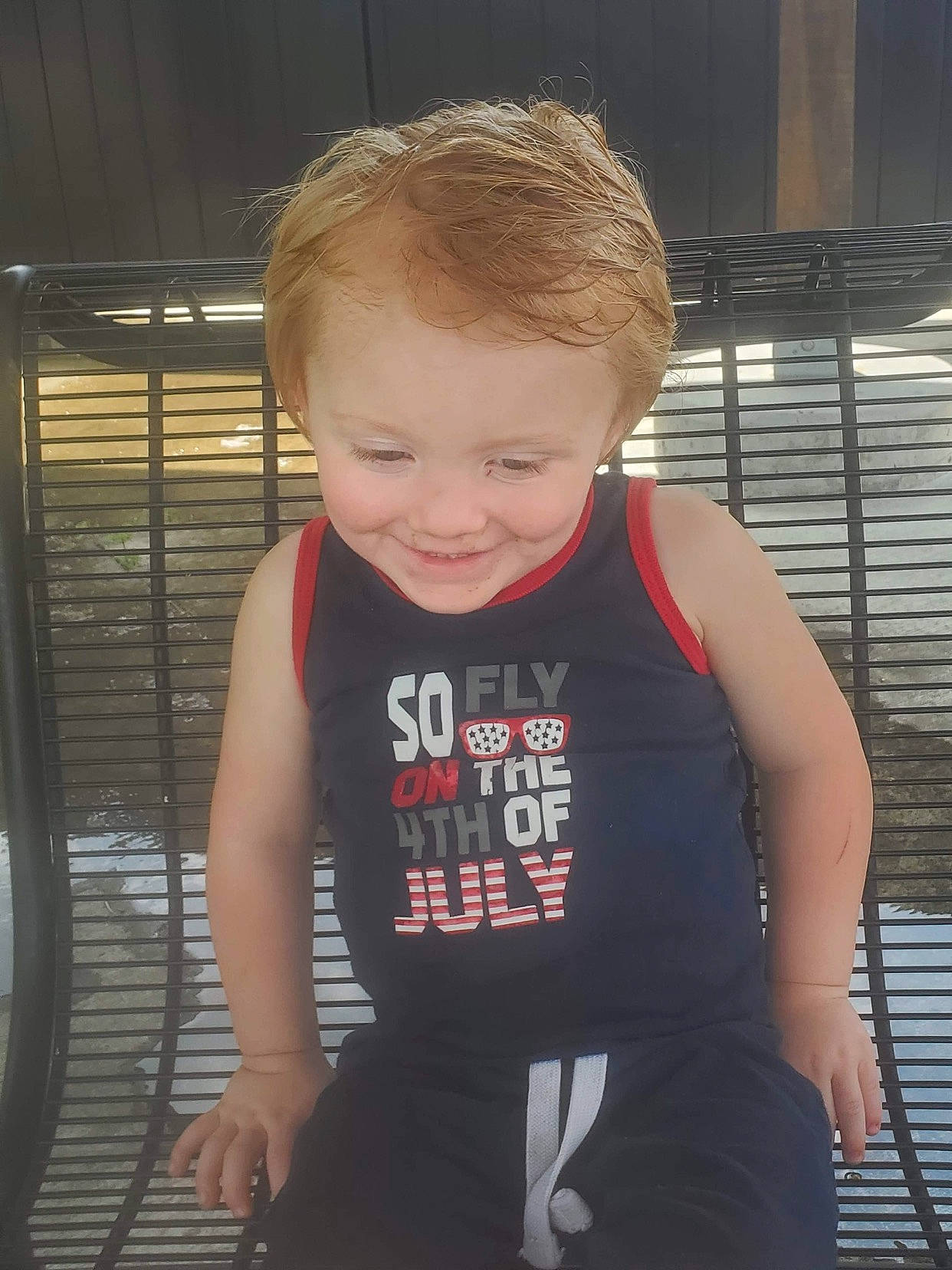 Kaymen is registered to the contest to win money with this photo: baby_toddler_clothing, chair, chest, cool, elbow, face, facial_expression, flash_photography, fun, happy, joy, person, shoulder, skin, sleeve, smile, t_shirt, thigh, toddler, trunk