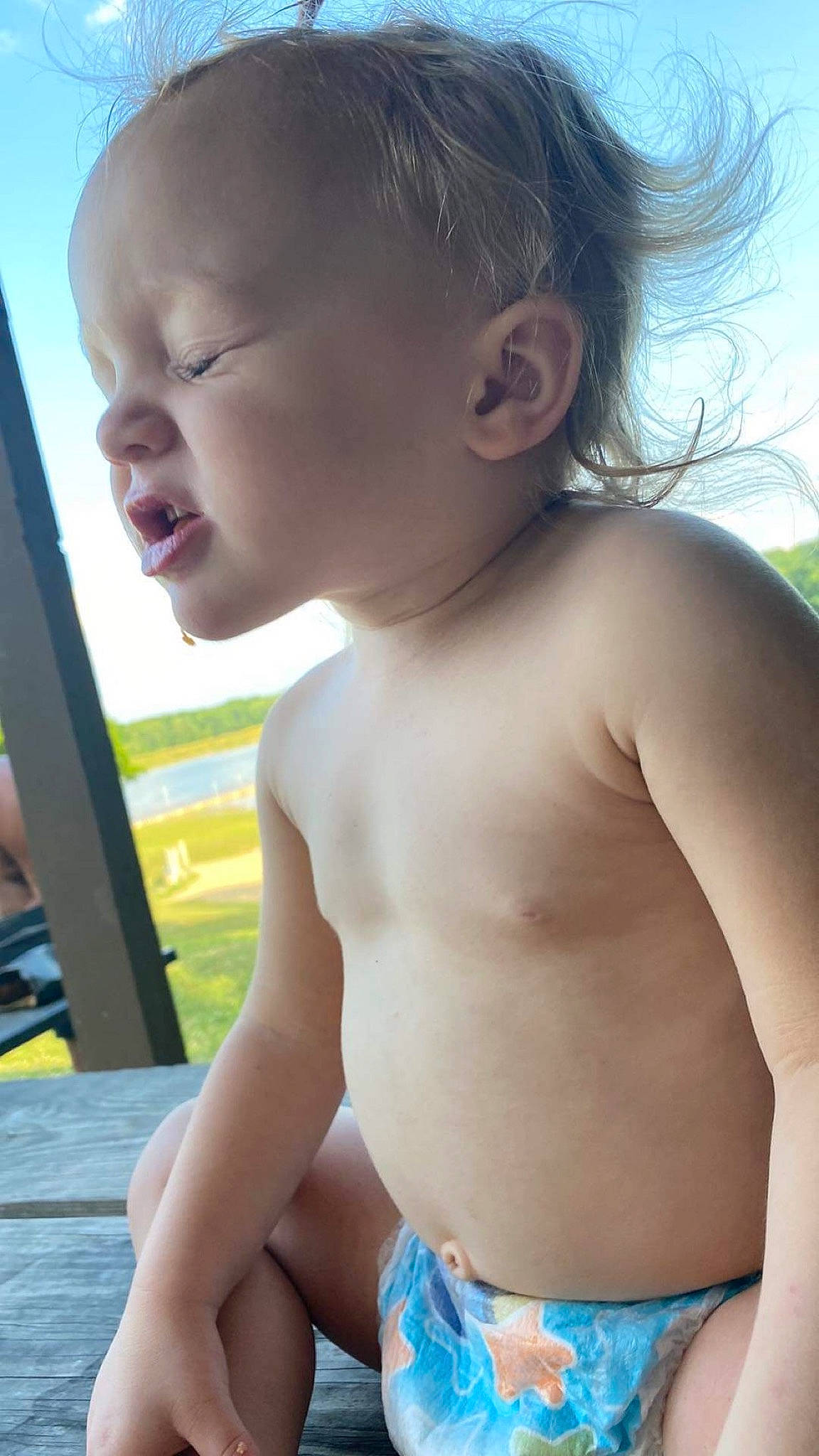 Ezmarie is registered to the contest to win money with this photo: arm, azure, blue, cheek, gesture, hairstyle, happy, human_body, joint, lip, mouth, muscle, neck, nose, organ, person, shoulder, skin, sky, standing