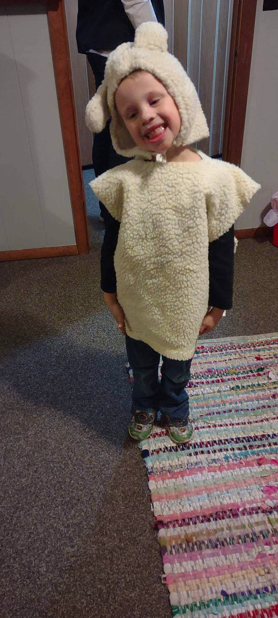 Brentyn joined the competition — help win amazing prizes! baby_toddler_clothing, carpet, fashion_accessory, fashion_design, flooring, fun, fur, happy, human_leg, joint, joy, knee, pattern, person, sleeve, smile, textile, thumb, toddler, wool