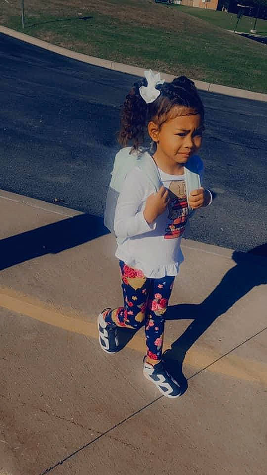 Alilyanna joined the competition — help win amazing prizes! asphalt, black_hair, denim, electric_blue, eyewear, happy, human_leg, knee, leisure, long_hair, pattern, person, recreation, sleeve, street_fashion, t_shirt, thigh, toddler, trunk, waist