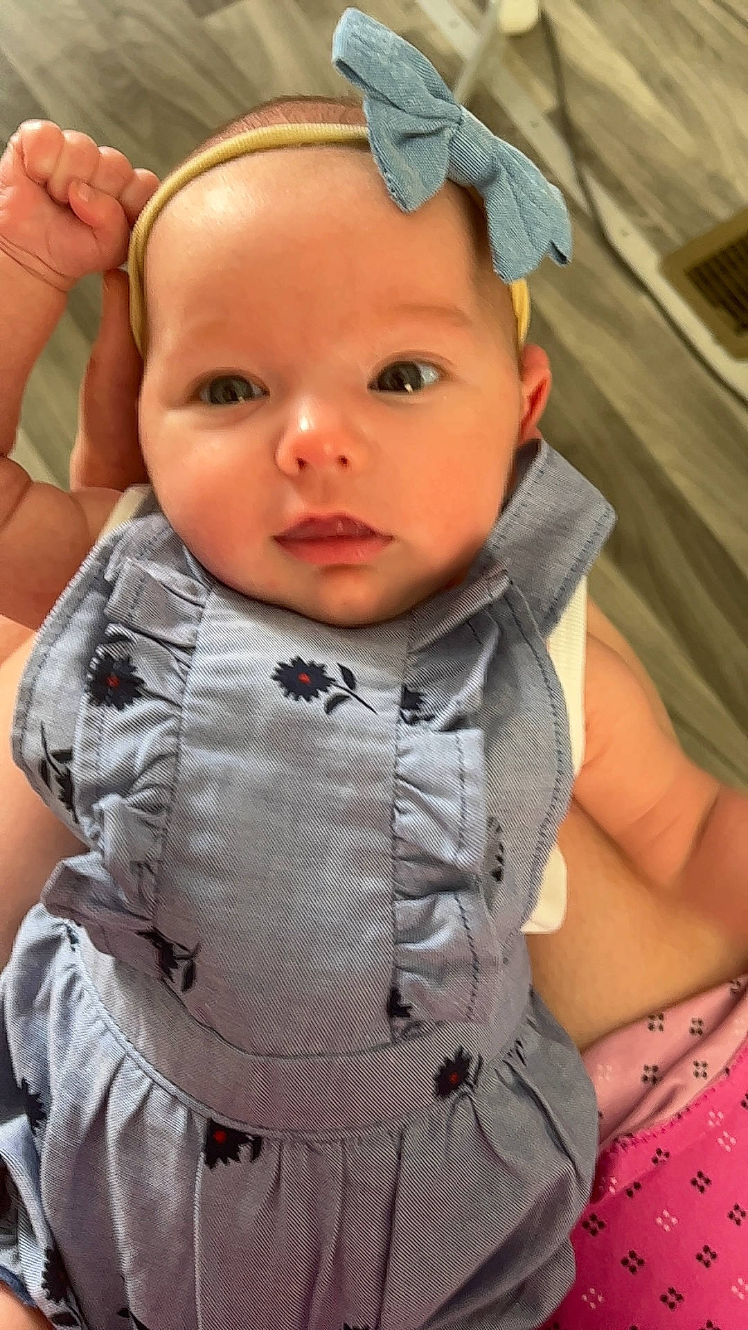 Addalynn is registered to the contest to win money with this photo: baby_toddler_clothing, cheek, chin, dress, eye, eyebrow, eyelash, face, gesture, happy, head, headwear, human_body, iris, lip, neck, nose, person, pink, skin