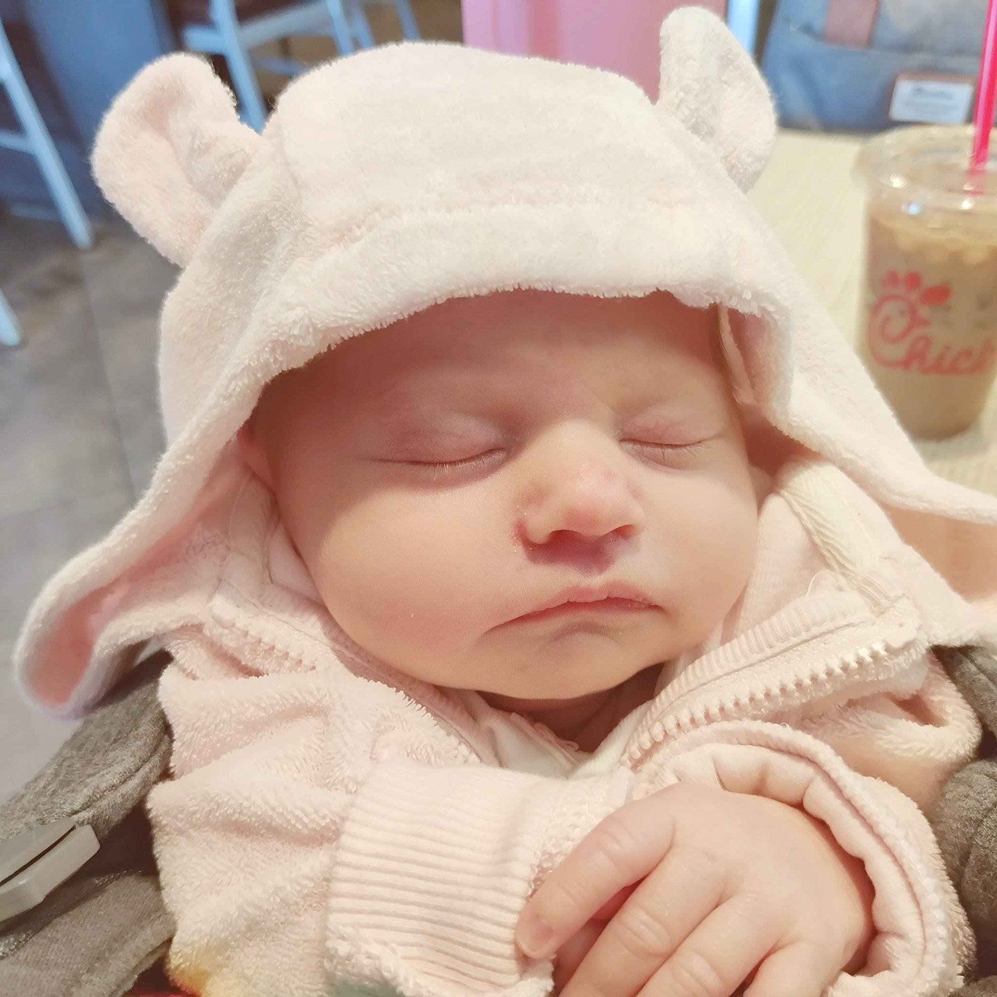 Felicity joined the competition — help win amazing prizes! baby, baby_sleeping, baby_toddler_clothing, cap, cheek, child, chin, comfort, eyelash, gesture, happy, headwear, knit_cap, linens, lip, nose, person, skin, sleeve, thumb