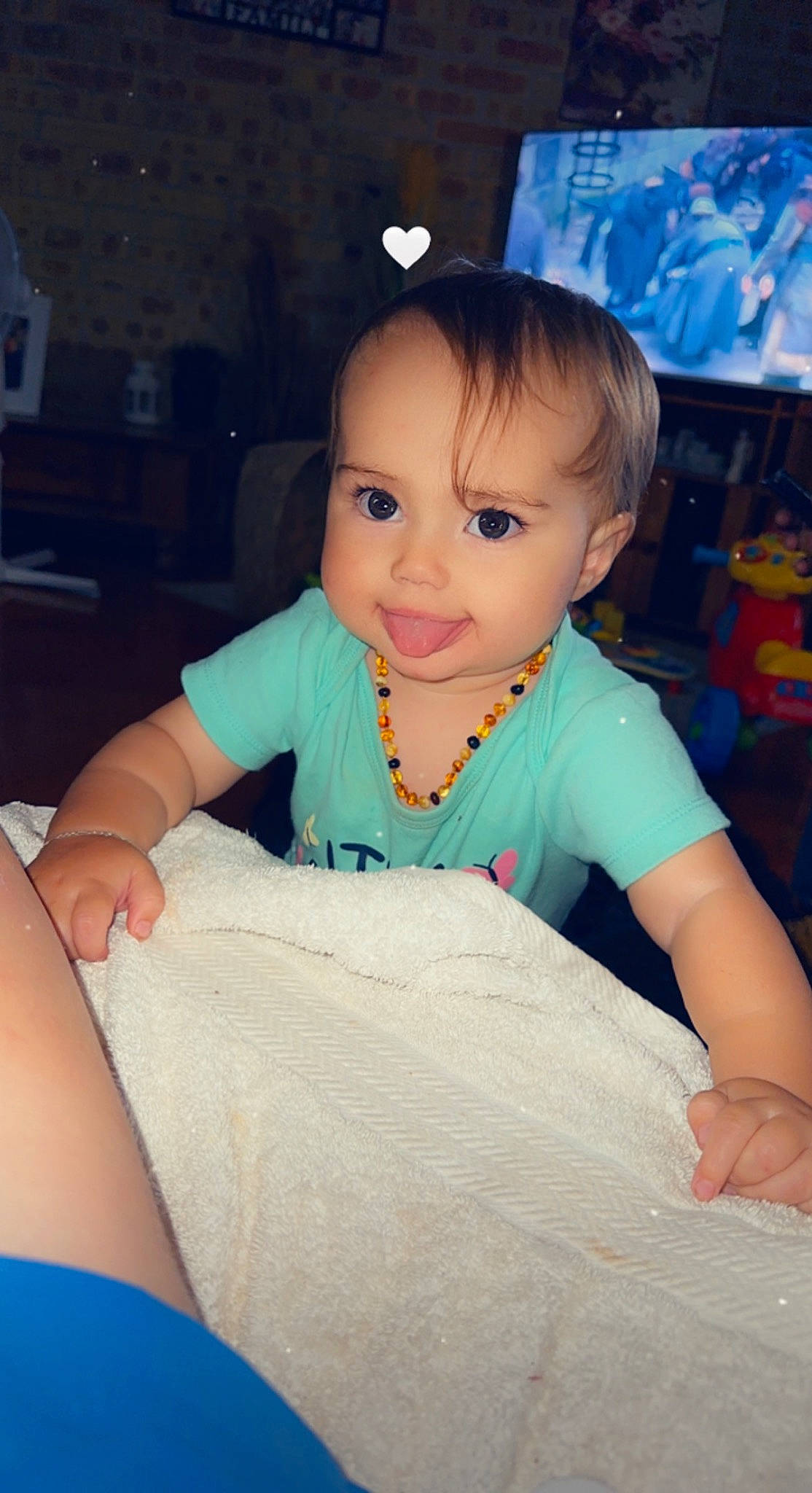 Addilynn joined the competition — help win amazing prizes! baby_toddler_clothing, blue, blurred, cheek, child, comfort, elbow, fun, gesture, happy, human_body, iris, joint, person, shoulder, skin, sleeve, t_shirt, textile, thumb