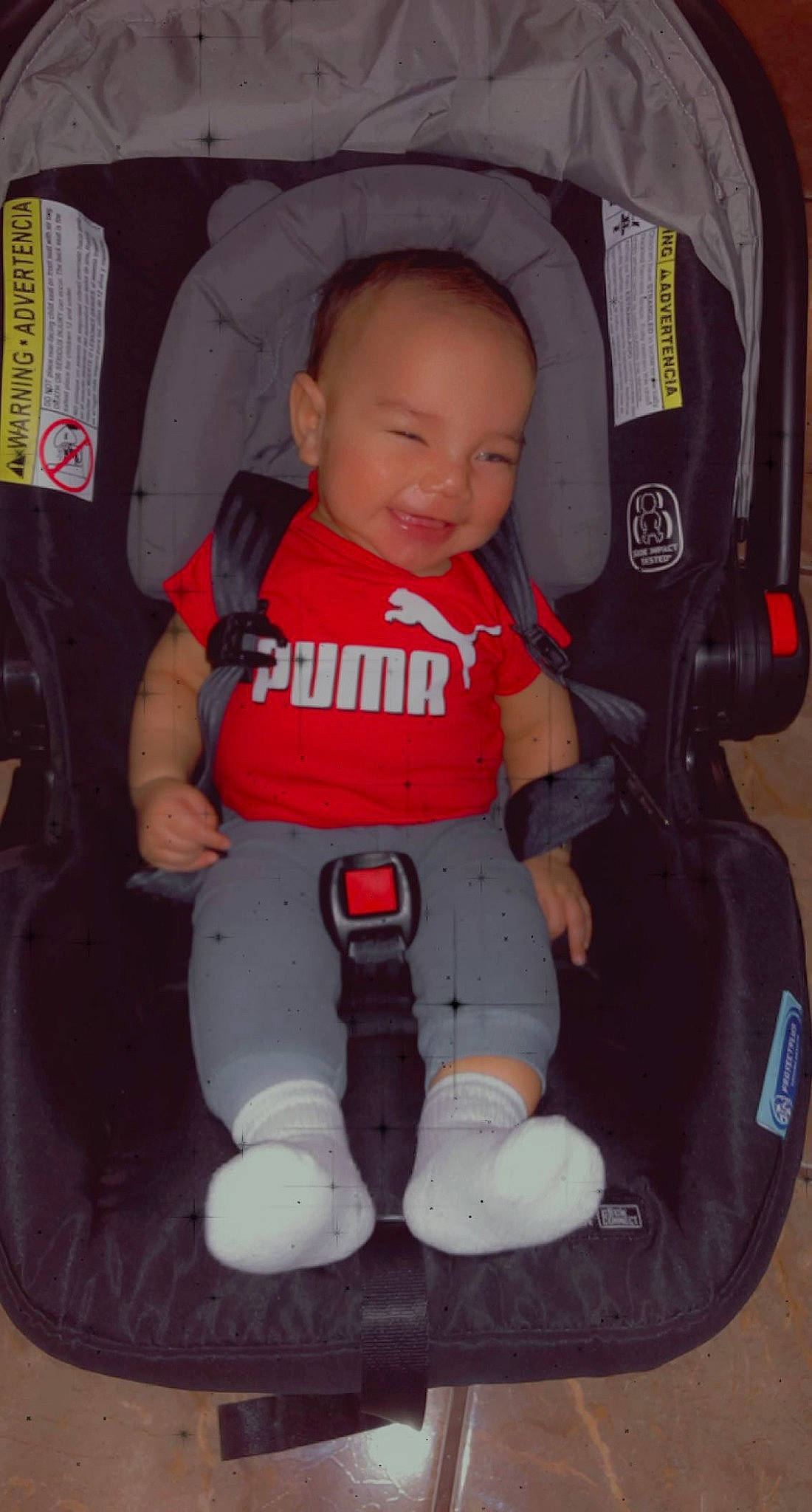 Josue joined the competition — help win amazing prizes! auto_part, baby, baby_carriage, baby_products, baby_safety, baby_toddler_clothing, baby_toys, bag, car_seat, carmine, child, comfort, fun, lap, material_property, person, product, sitting, smile, toddler