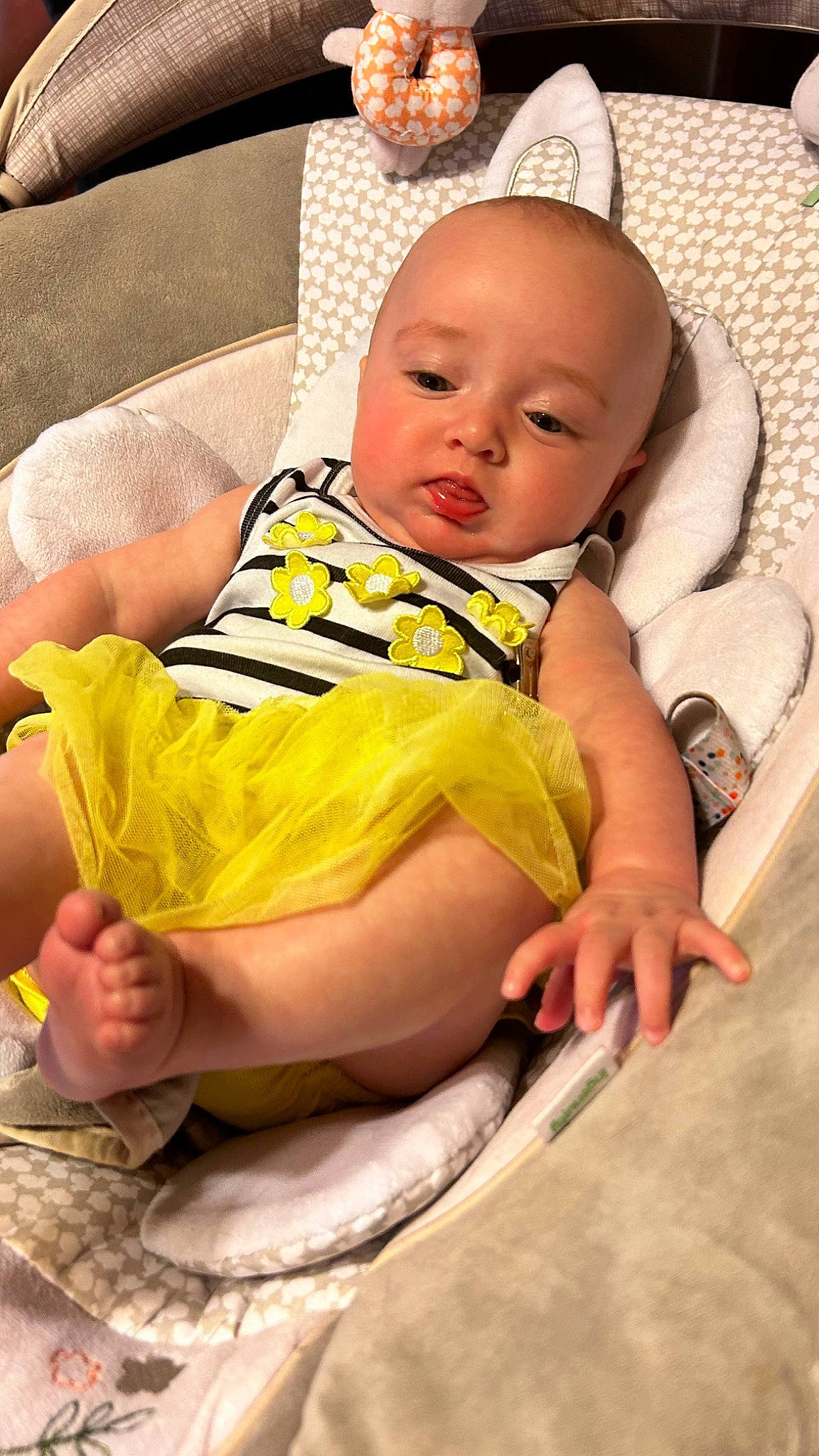 Frankie joined the competition — help win amazing prizes! abdomen, baby, baby_products, baby_toddler_clothing, barefoot, chair, cheek, chest, child, comfort, finger, foot, happy, human_leg, jewellery, pattern, person, sitting, skin, thigh