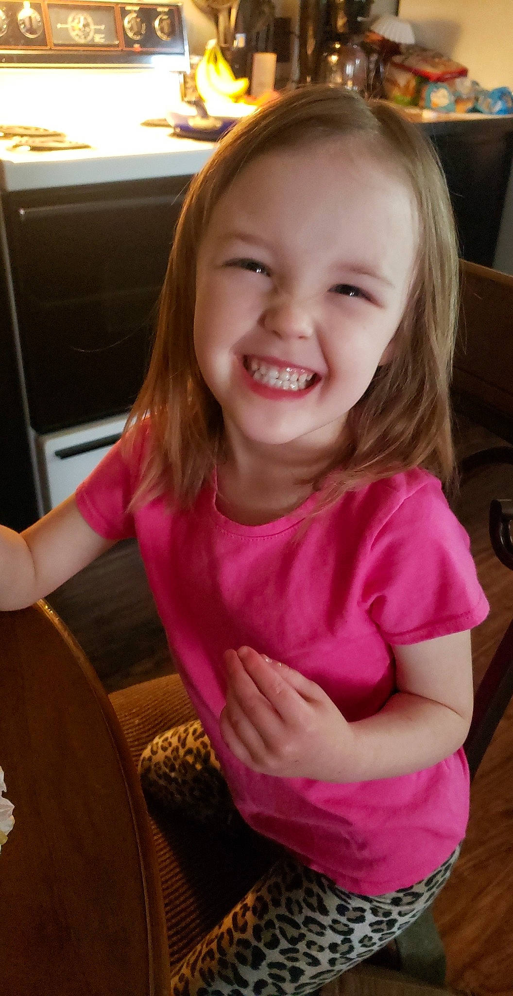 Anna joined the competition — help win amazing prizes! arm, blond, brown_hair, cheek, child, face, facial_expression, finger, fun, hair, joy, laugh, long_hair, neck, organ, person, pink, play, skin, smile