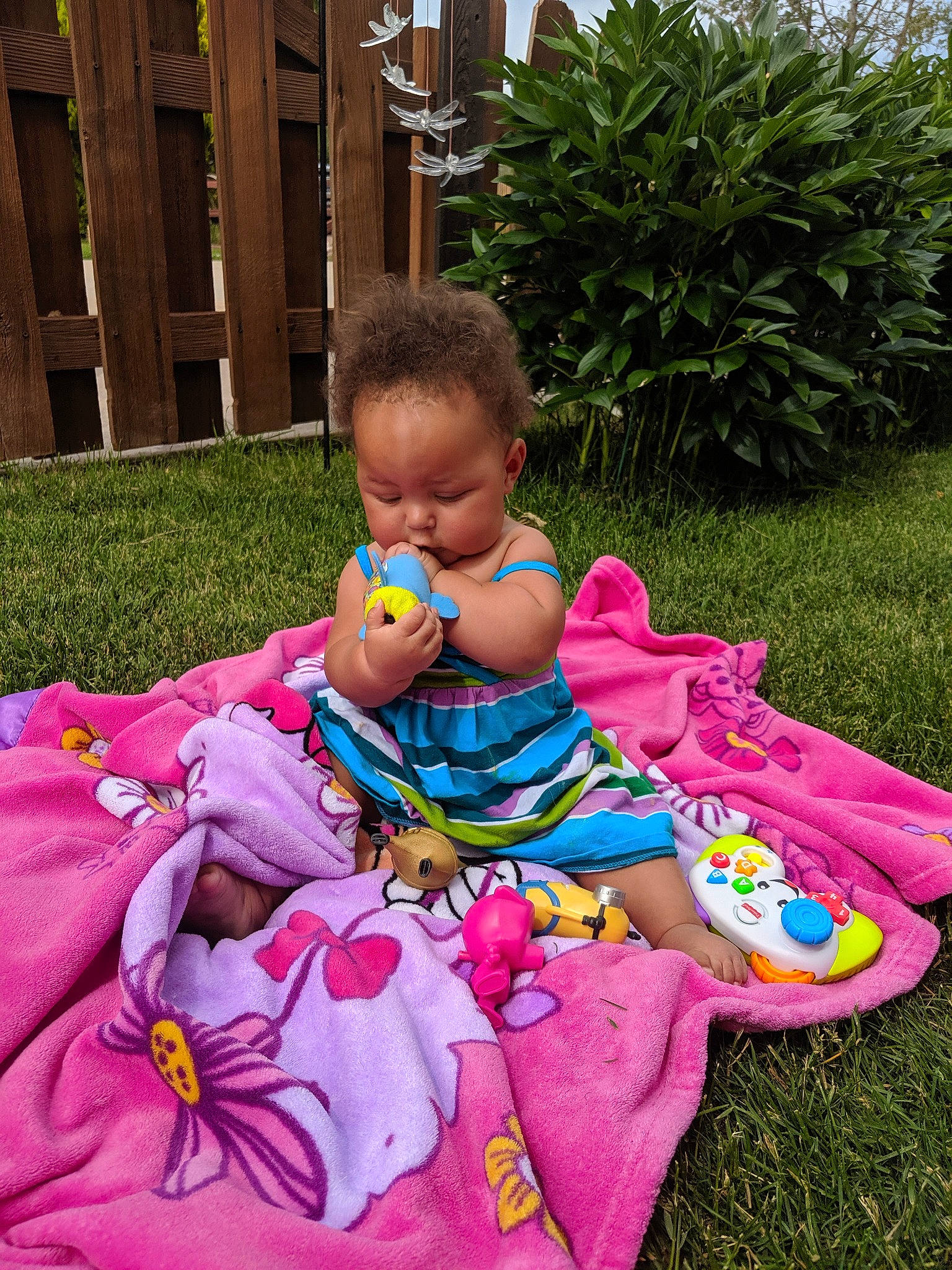 Jada joined the competition — help win amazing prizes! baby, baby_products, baby_toddler_clothing, baby_toys, child, grass, person, pink, play, product, sitting, toddler, toy