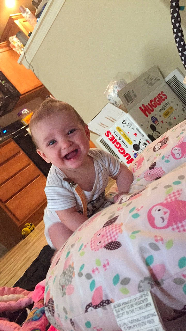 Alli joined the competition — help win amazing prizes! baby, child, happy, person, smile, textile, toddler