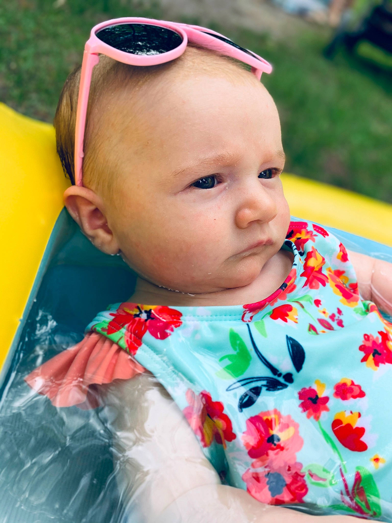 Briar joined the competition — help win amazing prizes! baby, baby_products, baby_toddler_clothing, cheek, child, face, fashion_accessory, grass, hair_accessory, head, headband, headgear, leisure, lip, person, pink, skin, summer, toddler