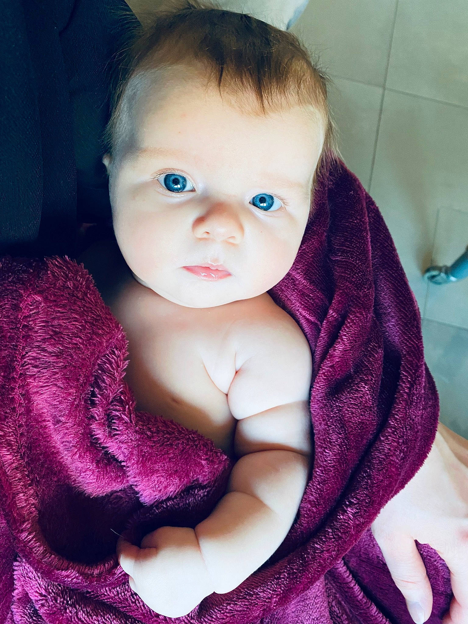 Théa participe au concours pour gagner de l'argent avec cette photo : azure, baby, baby_toddler_clothing, cheek, chest, chin, comfort, eye, eyebrow, eyelash, iris, lip, neck, nose, person, pink, product, purple, skin, toddler