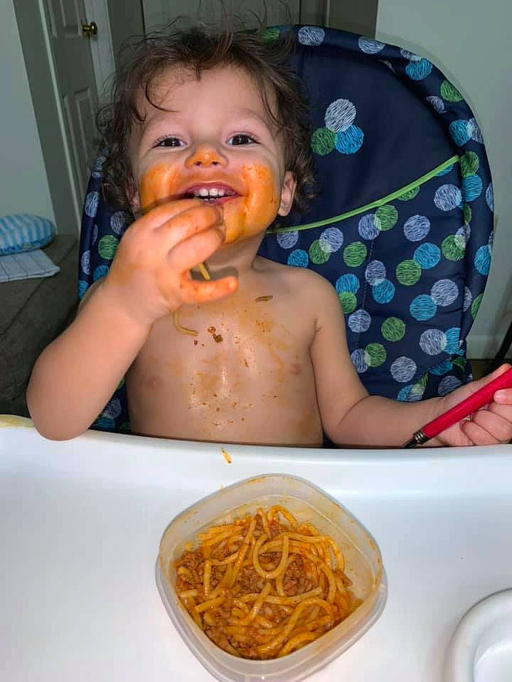 Jayvian joined the competition — help win amazing prizes! baby, baby_food, child, comfort_food, cuisine, dish, eating, food, joy, junk_food, kids_meal, noodle, person, side_dish, spaghetti, toddler