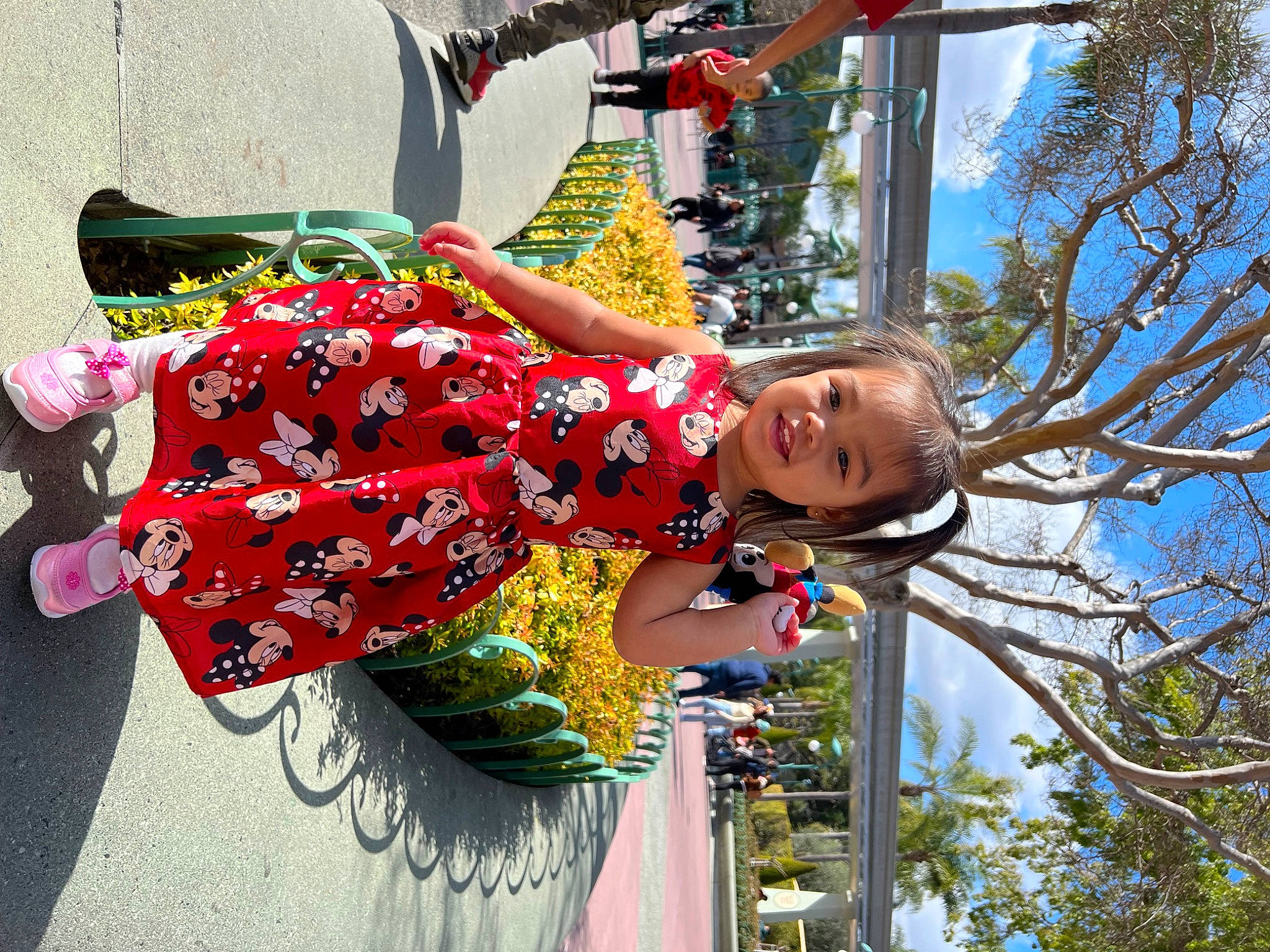 Inez is registered to the contest to win money with this photo: child, event, festival, floral_design, fun, happy, leisure, magenta, person, plant, pole, recreation, sky, smile, tourism, tradition, travel, tree, vacation