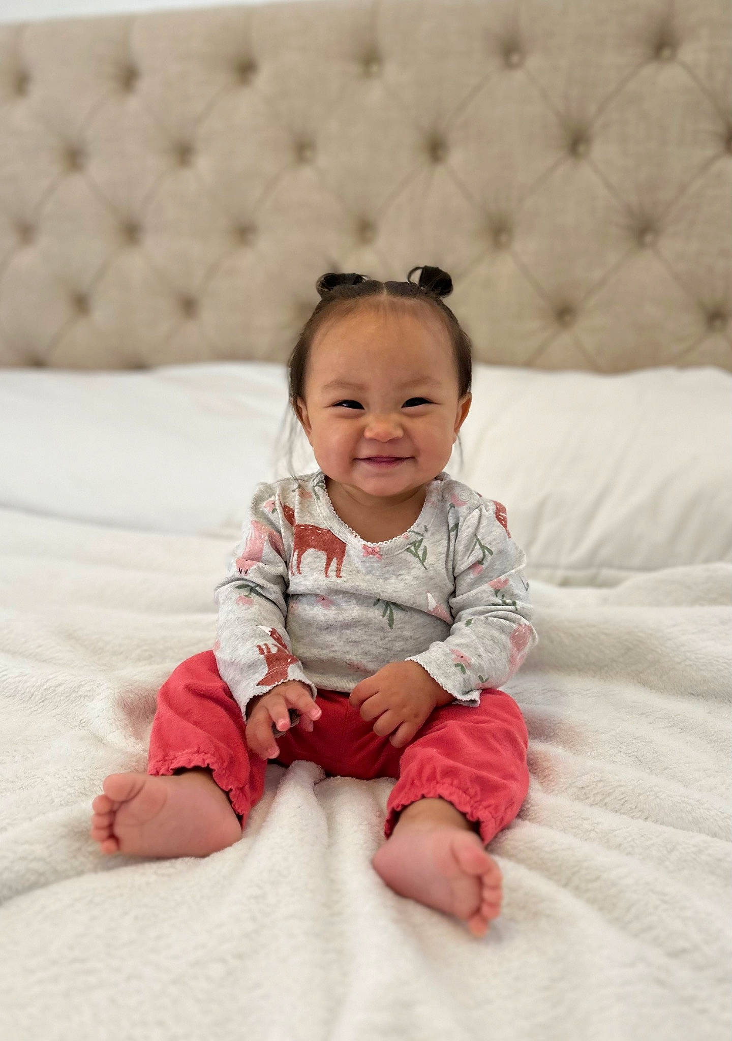 Amaiyah is registered to the contest to win money with this photo: baby, baby_toddler_clothing, cheek, child, comfort, eye, flash_photography, flooring, fun, happy, joy, linens, pattern, person, portrait_photography, sitting, skin, sleeve, smile, t_shirt