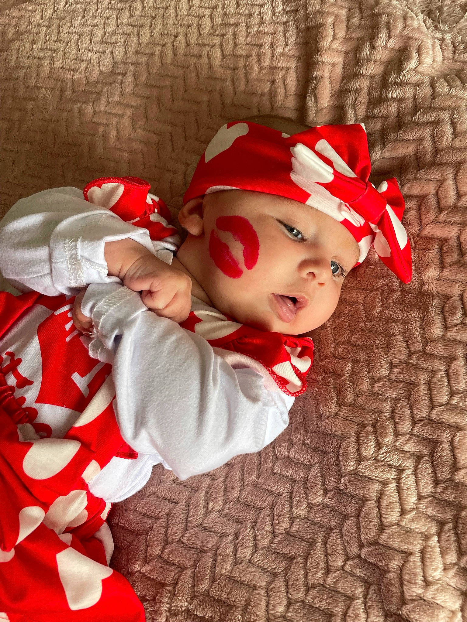 Bonnie joined the competition — help win amazing prizes! baby, baby_toddler_clothing, carmine, child, christmas, christmas_eve, christmas_ornament, doll, event, fictional_character, figurine, flooring, happy, headwear, holiday, pattern, person, petal, santa_claus, toddler