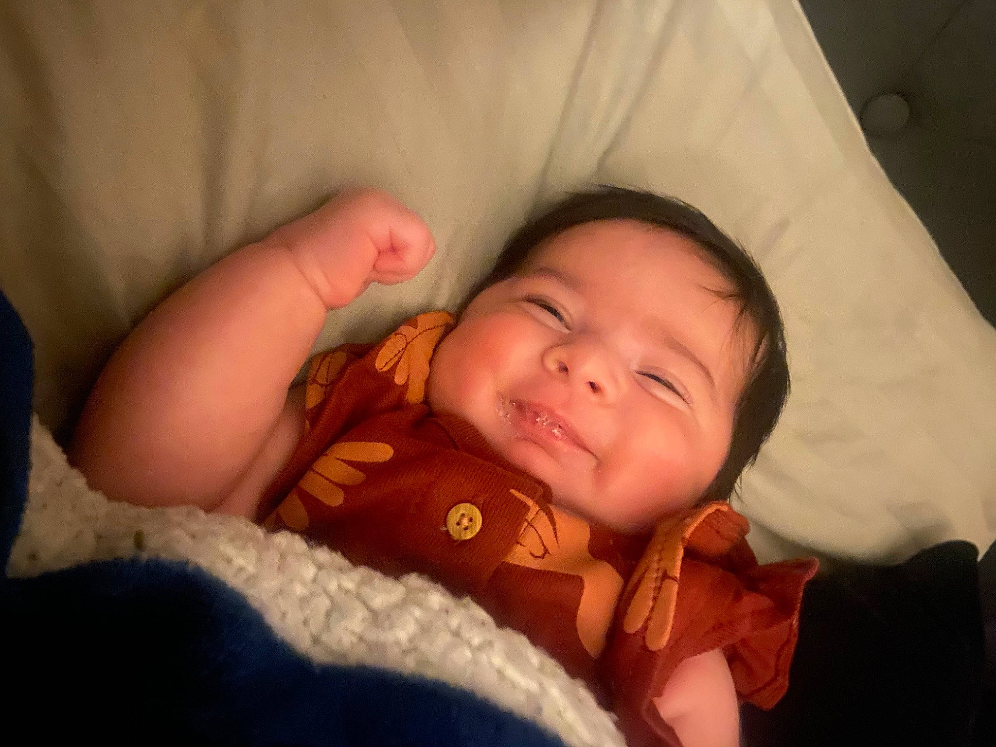 Kaylani is registered to the contest to win money with this photo: baby, cheek, comfort, ear, eyebrow, finger, flash_photography, gesture, happy, iris, lip, mouth, nail, nose, person, sitting, skin, smile, thumb, toddler