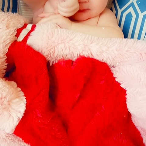 October is registered to the contest to win money with this photo: arm, chest, child, doll, eyelash, fictional_character, fur_clothing, glove, human_body, lip, peach, petal, pink, red, skin, teddy_bear, textile, toy, trunk, white