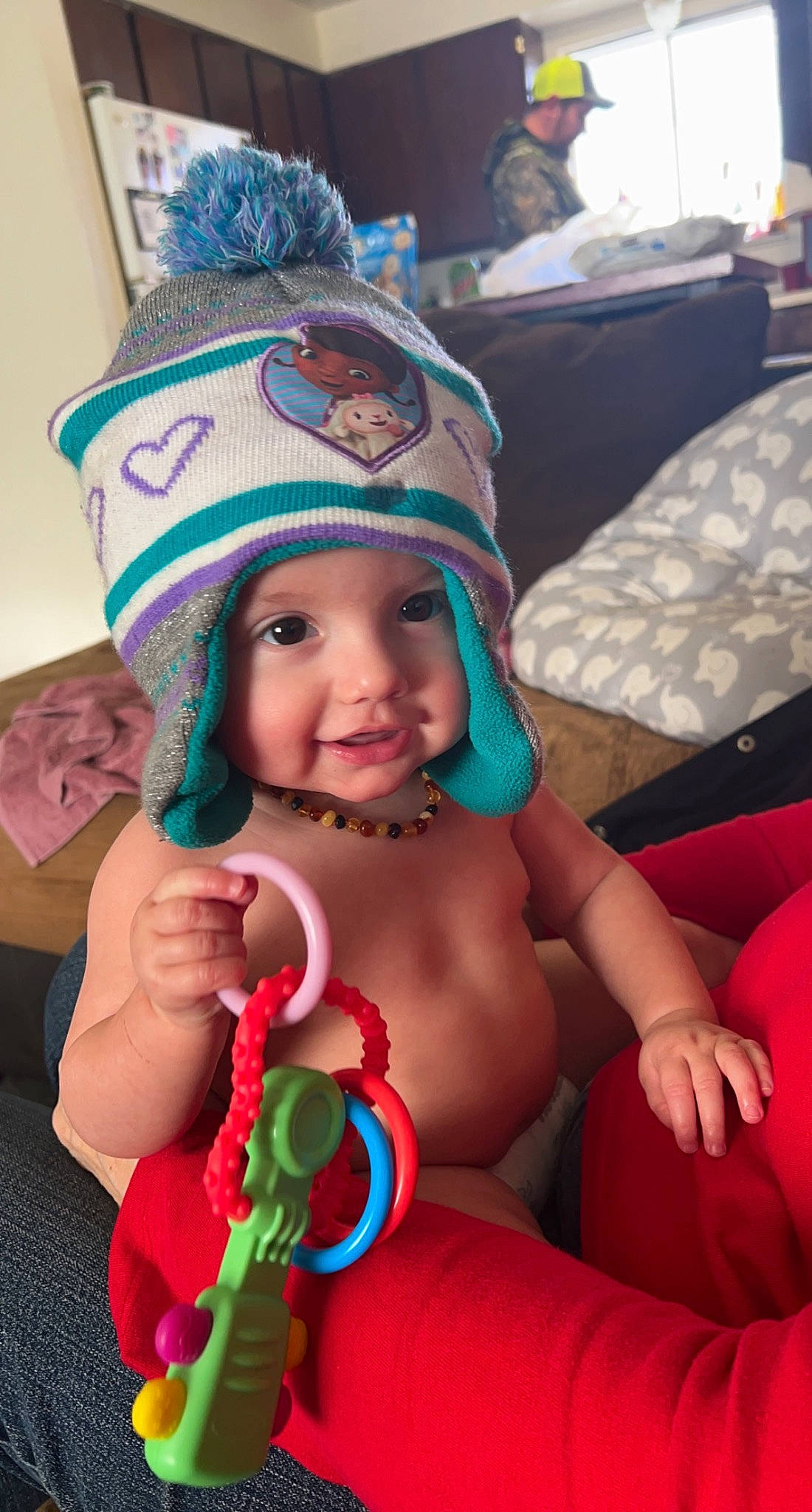 Mariah is registered to the contest to win money with this photo: blue, cap, child, cool, costume_hat, event, finger, fun, happy, headgear, headpiece, headwear, jewellery, magenta, party_hat, party_supply, person, personal_protective_equipment, pink, skin