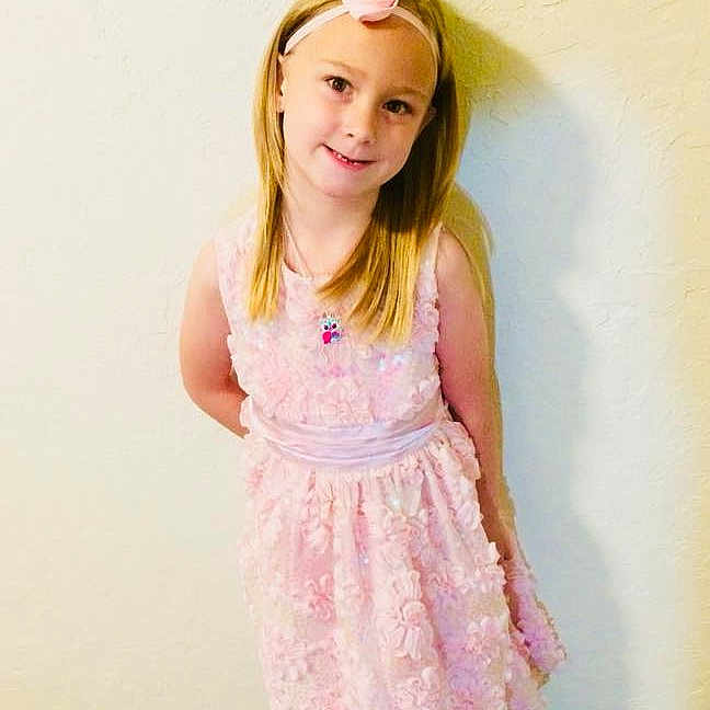 Avarie joined the competition — help win amazing prizes! brown_hair, child, child_model, dance_dress, dress, girl, gown, hair_accessory, happiness, human_hair_color, joy, long_hair, pattern, person, photo_shoot, pink, shoulder, skin, smile, standing