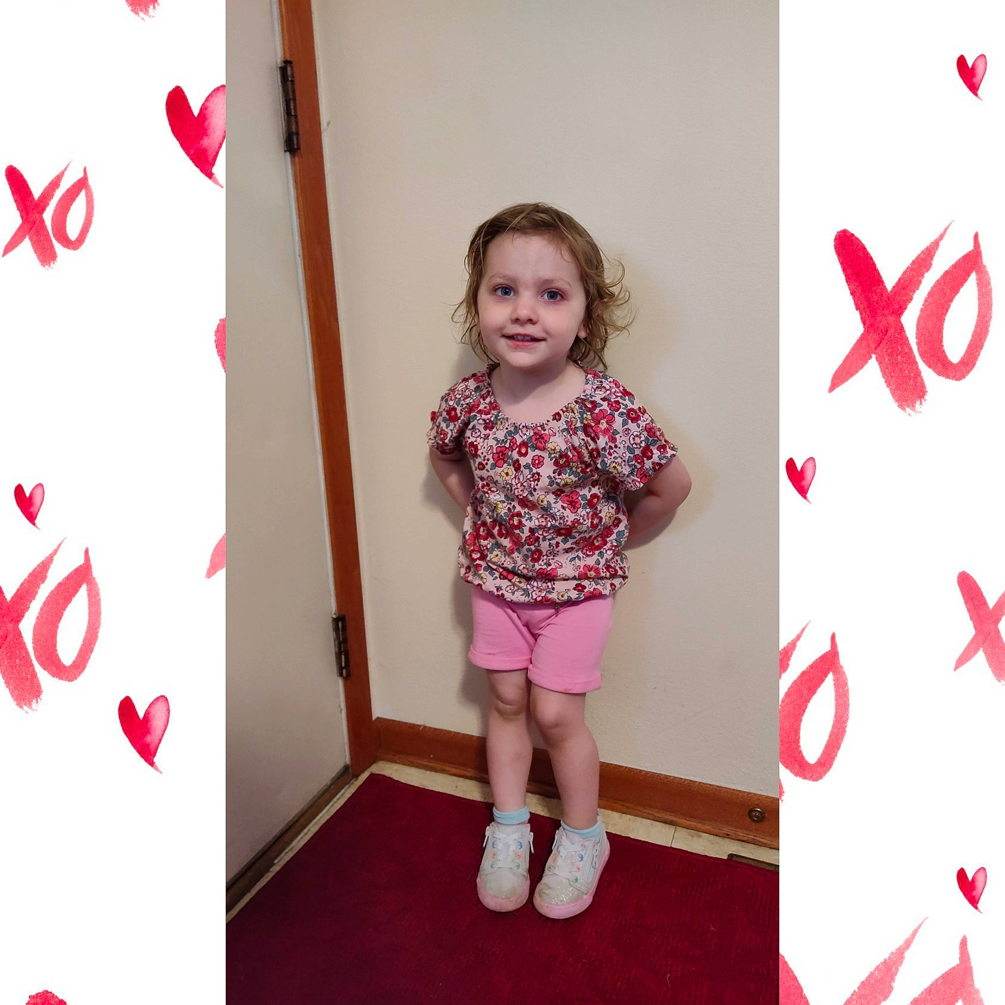 Malayah joined the competition — help win amazing prizes! arm, baby_toddler_clothing, child, design, event, happy, human_leg, joy, knee, magenta, pattern, person, pink, product, shorts, sleeve, smile, sock, t_shirt, thigh