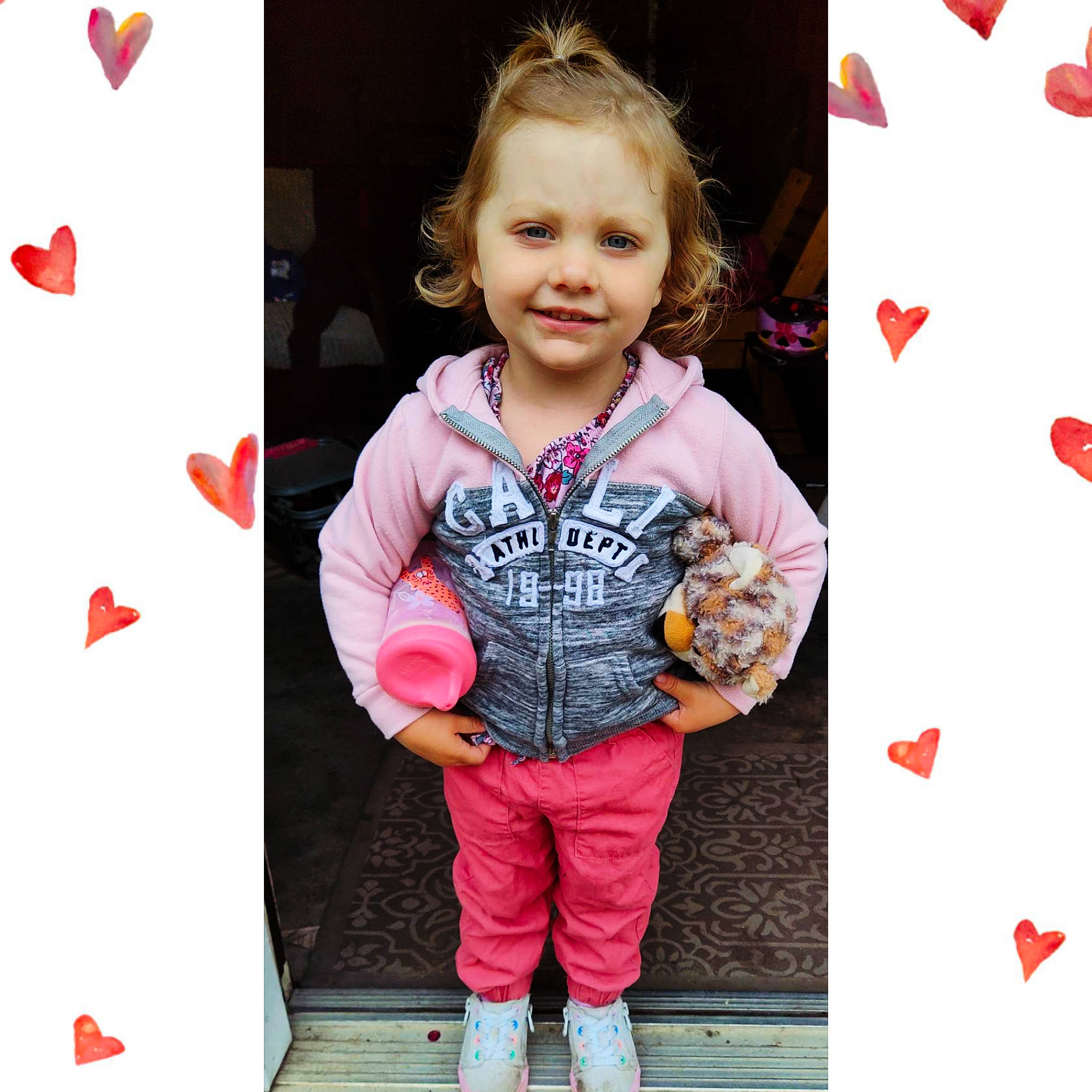 Malayah joined the competition — help win amazing prizes! baby_toddler_clothing, beauty, cheek, clothing, facial_expression, font, gesture, happy, joy, magenta, mammal, outerwear, pattern, person, pink, product, sleeve, smile, standing, textile