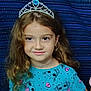 Avalene joined the competition — help win amazing prizes! child, girl, tiara, crown, blue_shirt, cartoon_print, smile, long_hair, freckles, earrings, necklace, indoor, portrait, standing, happy, cute, fashion, costume, tulle_skirt, background