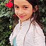 Zyla joined the competition — help win amazing prizes! child, girl, portrait, smiling, dress, blue_dress, white_shawl, wet_hair, roses, red_flowers, green_leaves, outdoor, nature, bush, flowering_plant, young, cute, fashion, happy, person