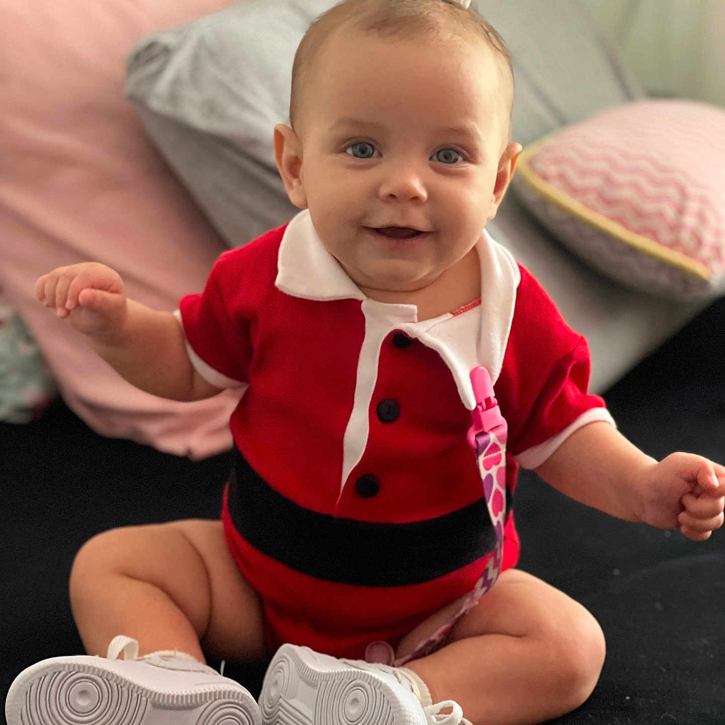 Catharina joined the competition — help win amazing prizes! baby, bodypart, clothing, couch, cushion, face, finger, footwear, furniture, hand, happy, head, homedecor, person, photography, portrait, shoe, shorts, sitting, smile