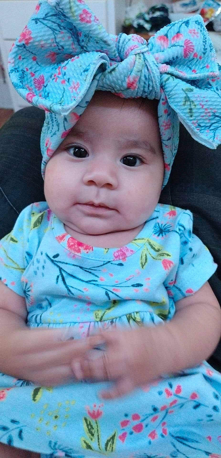 Aleena joined the competition — help win amazing prizes! baby_toddler_clothing, blue, cap, cheek, eye, face, facial_expression, happy, headgear, headwear, human, iris, lip, nose, organ, outerwear, person, pink, purple, skin
