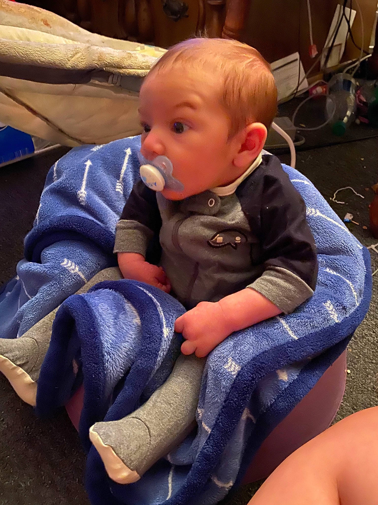 Brycen is registered to the contest to win money with this photo: baby, cheek, child, finger, person, sitting, toddler