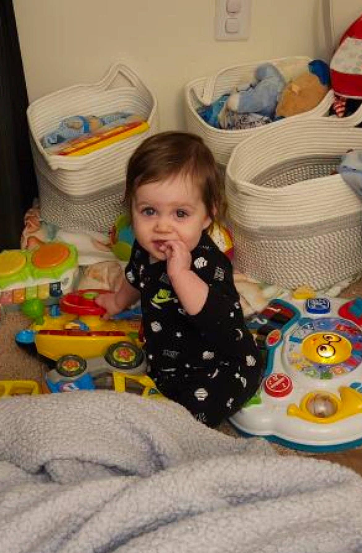 Colson joined the competition — help win amazing prizes! baby, baby_products, baby_toddler_clothing, baby_toys, cheek, child, comfort, face, fun, head, home_appliance, household_supply, laundry_basket, laundry_room, person, play, product, room, sitting, toddler