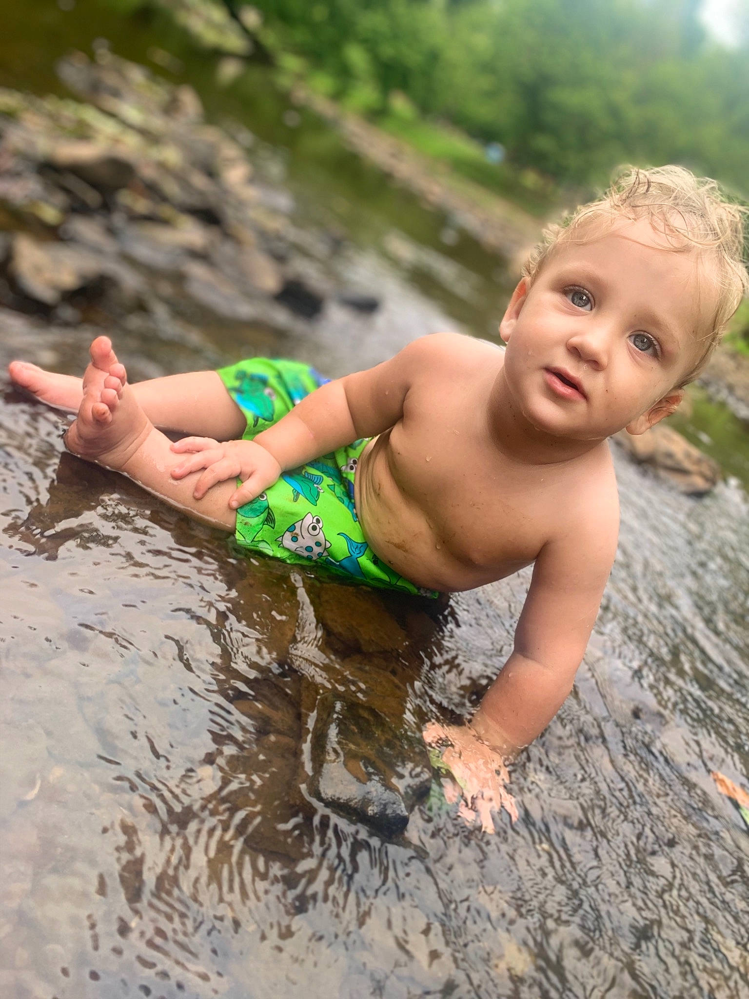 Braiden is registered to the contest to win money with this photo: child, fun, happy, leisure, mud, person, play, recreation, smile, summer, toddler, vacation, water