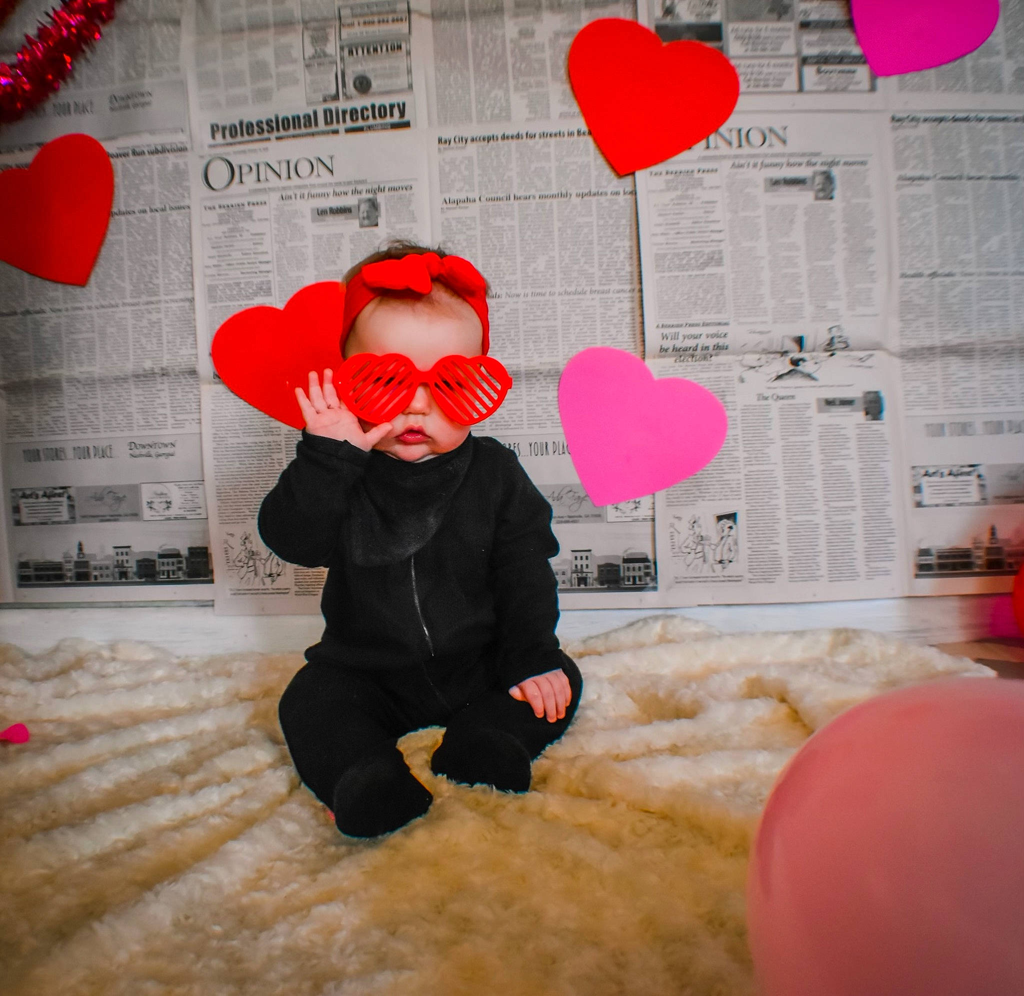 Adalynn is registered to the contest to win money with this photo: art, beauty, carmine, design, event, flooring, font, fur, happy, hat, magenta, material_property, organ, pattern, person, pink, red, room, textile, toddler