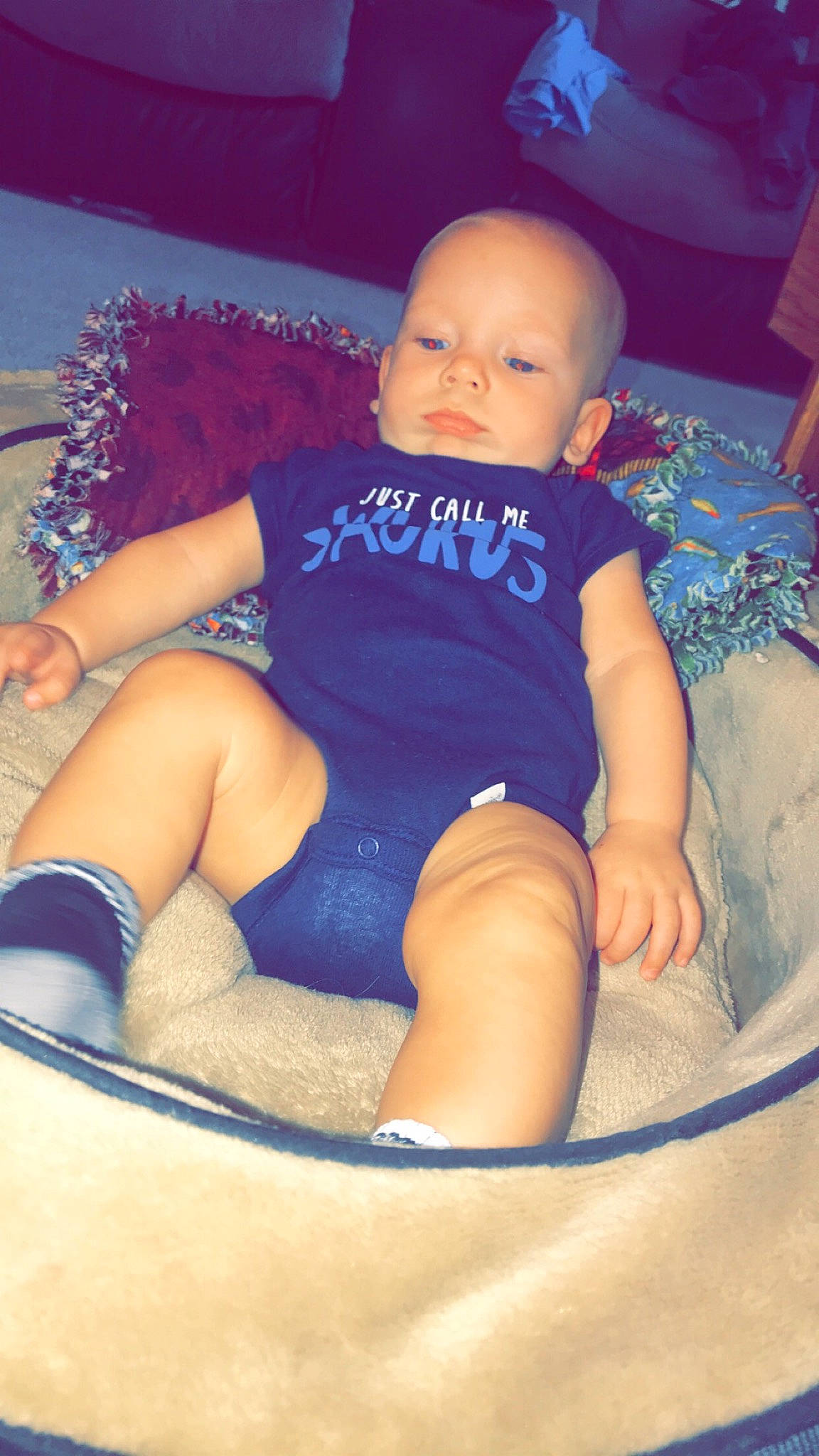 Jaxon is registered to the contest to win money with this photo: abdomen, baby, baby_toddler_clothing, comfort, cool, elbow, eye, finger, fun, head, human_body, joint, knee, lap, leg, mouth, person, shoulder, thigh, toddler