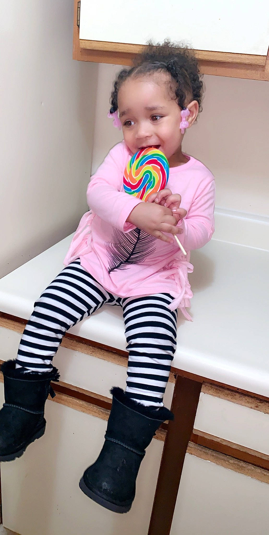 Alaysia joined the competition — help win amazing prizes! baby, baby_toddler_clothing, child, knee, leg, leggings, person, pink, sitting, thigh, tights, toddler