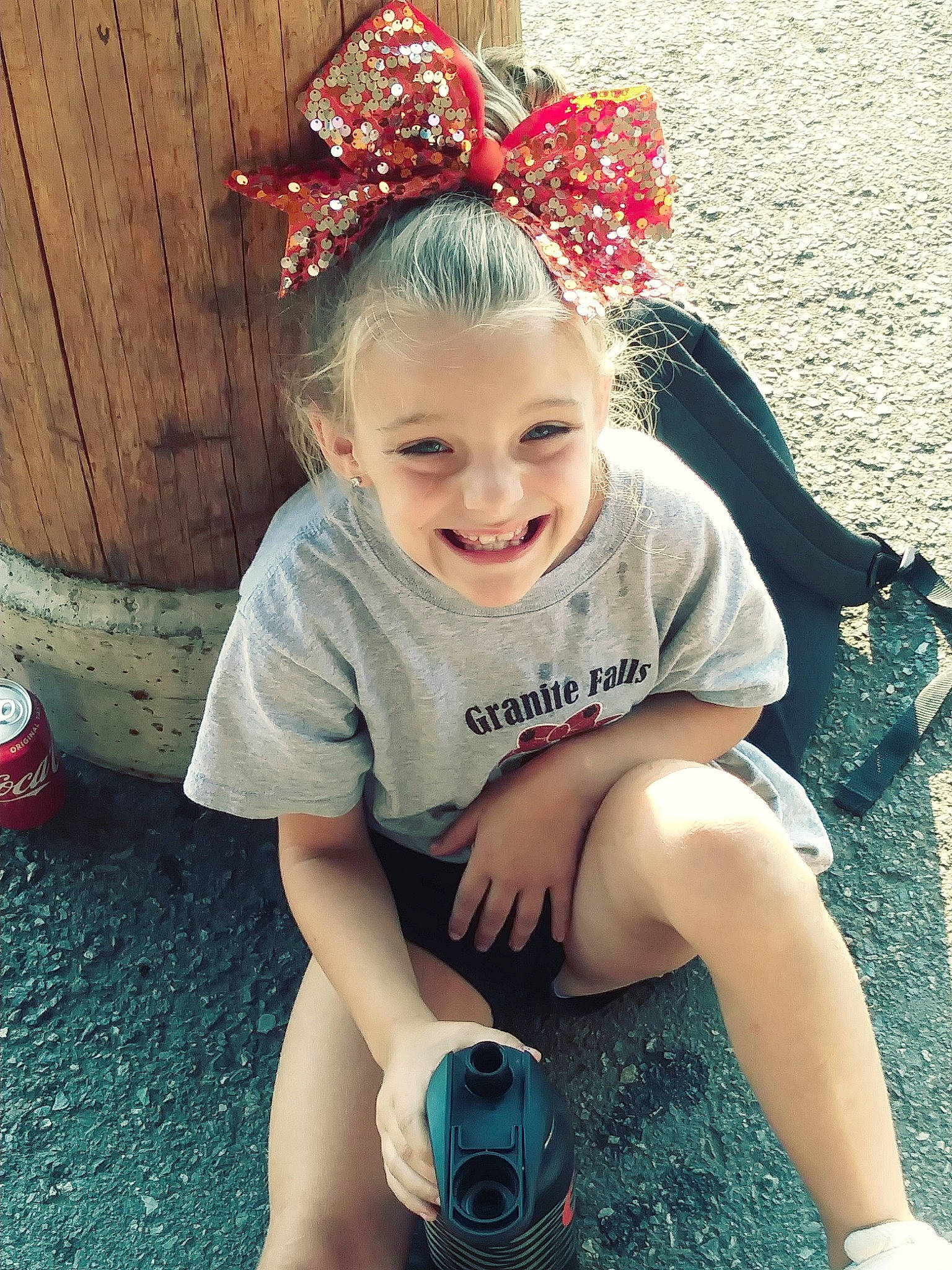 Makenna is registered to the contest to win money with this photo: child, cool, ear, fashion_accessory, fun, hair, hair_accessory, hairstyle, happy, head, headband, headgear, headpiece, joy, leg, person, play, sitting, smile, toddler