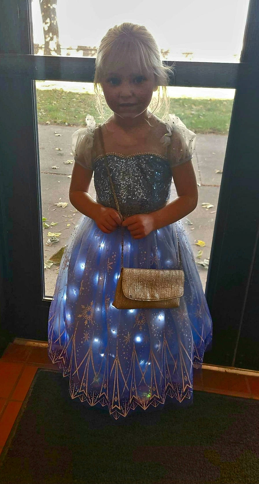 Gabriella joined the competition — help win amazing prizes! balloon, child, dress, electric_blue, event, flooring, formal_wear, fun, happy, jewellery, party_supply, pattern, person, purple, sitting, smile, standing, t_shirt, toddler, waist