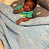 baby, blanket, blue, child, cozy, face, infant, pillow, portrait, resting, sleeping, soft, toddler, cute, clothing, hand, bedroom, comfort, peaceful, indoor