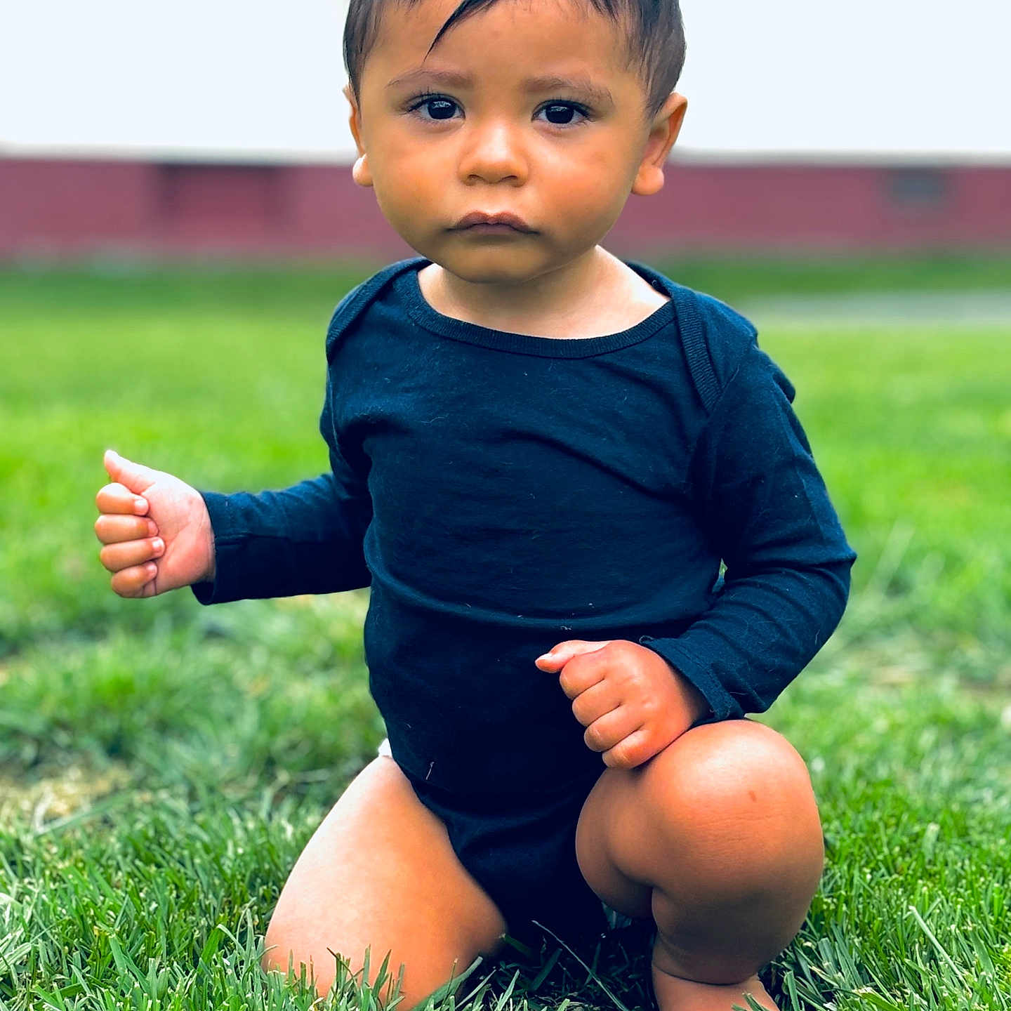 Keenan is registered to the contest to win money with this photo: bodypart, boy, child, clothing, face, finger, grass, hand, happy, head, lawn, male, person, photography, plant, portrait, shorts, sitting, sleeve, smile
