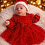 Romi participe au concours pour gagner de l'argent avec cette photo : baby, blanket, bokeh, celebration, child, christmas, cozy, cute, festive, holiday, holiday_outfit, indoor, infant, portrait, red_dress, santa_hat, smiling, toddler, warm, white_blanket