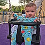 Koa joined the competition — help win amazing prizes! baby, child, swing, playground, pajamas, chains, fence, trees, outdoor, daylight, person, clothing, footwear, hand, support, play, seat, purple_ground, smiling, curious
