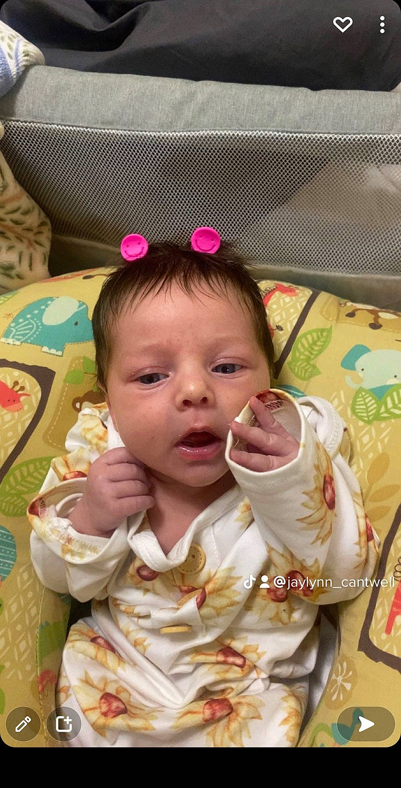 Madalynn joined the competition — help win amazing prizes! baby, baby_products, baby_safety, baby_toddler_clothing, bib, cheek, child, comfort_food, eyelash, happy, iris, linens, lip, nose, person, pink, sitting, skin, sleeve, textile