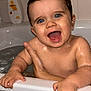 baby, bathtub, blue_eyes, bath_time, child, cute, happy, hands, head, human, indoor, joyful, person, playful, skin, smile, water, wet, young, supporting_hand
