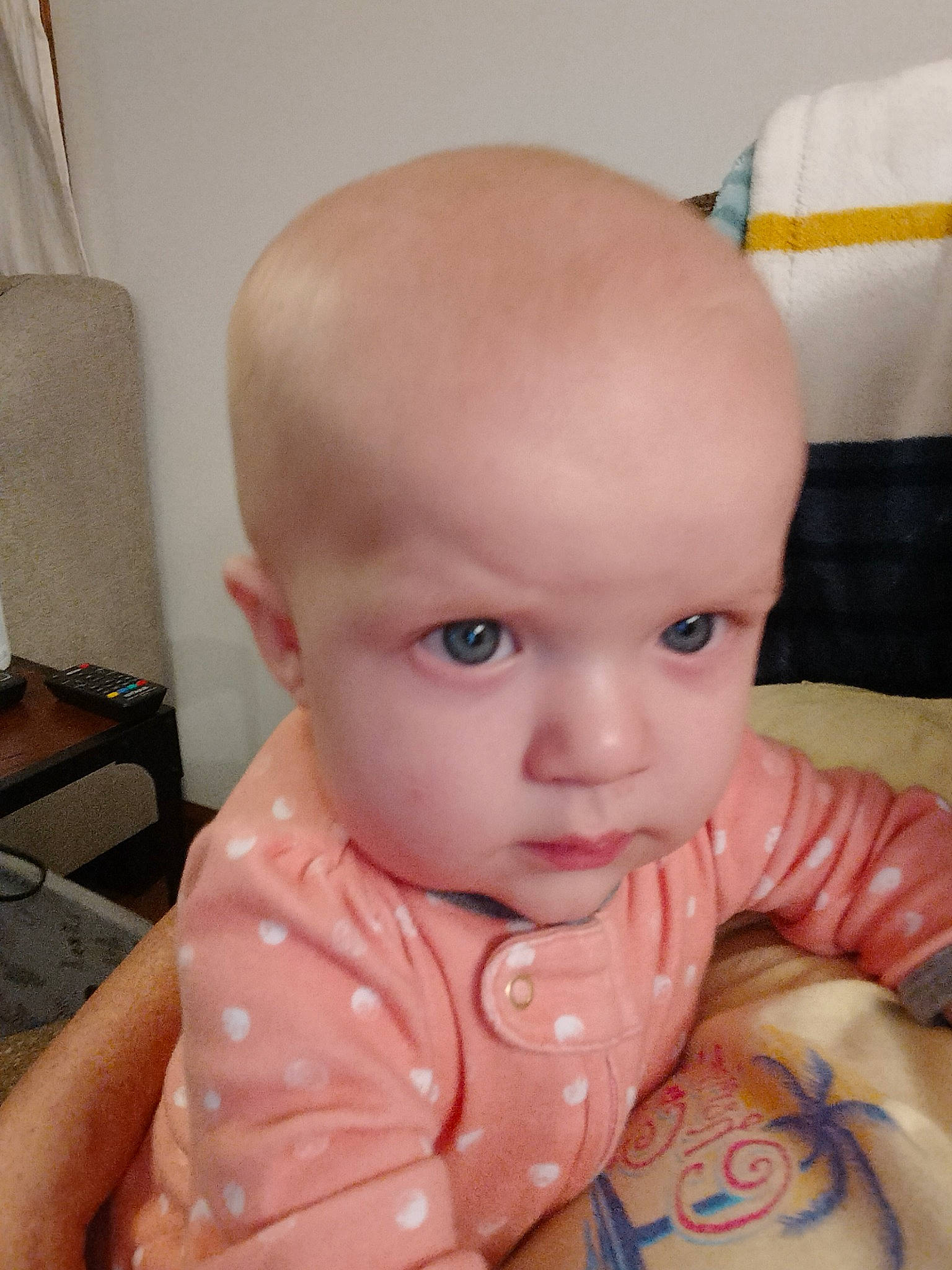 Eden is registered to the contest to win money with this photo: baby, baby_toddler_clothing, cheek, child, comfort, ear, eye, eyebrow, eyelash, head, iris, lip, mouth, nose, person, sitting, skin, sleeve, thumb, toddler