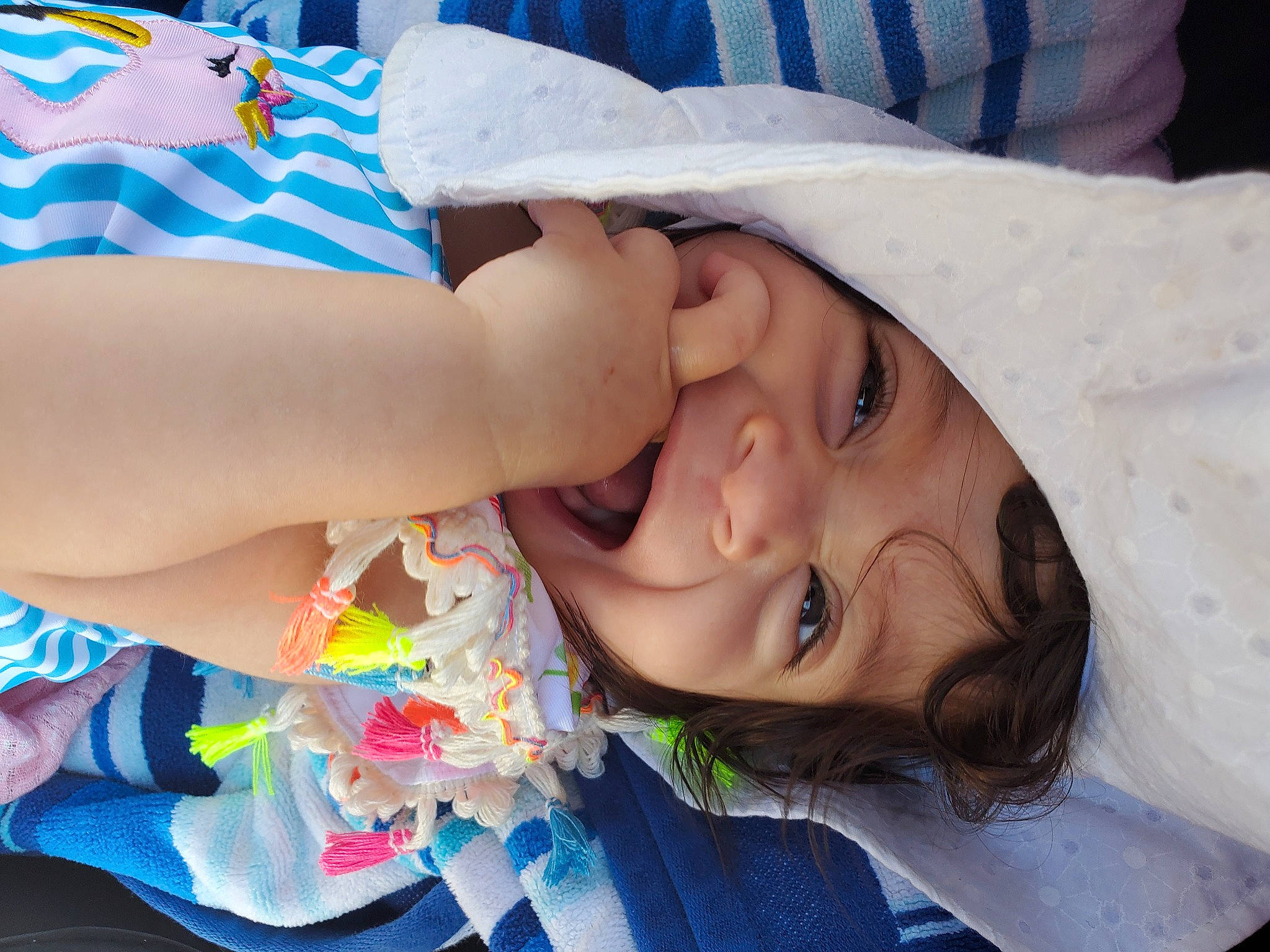 Julia joined the competition — help win amazing prizes! baby, blue, child, facial_expression, fun, hand, happy, hat, head, human, human_body, leisure, lip, mouth, nose, people, skin, smile, toddler, white