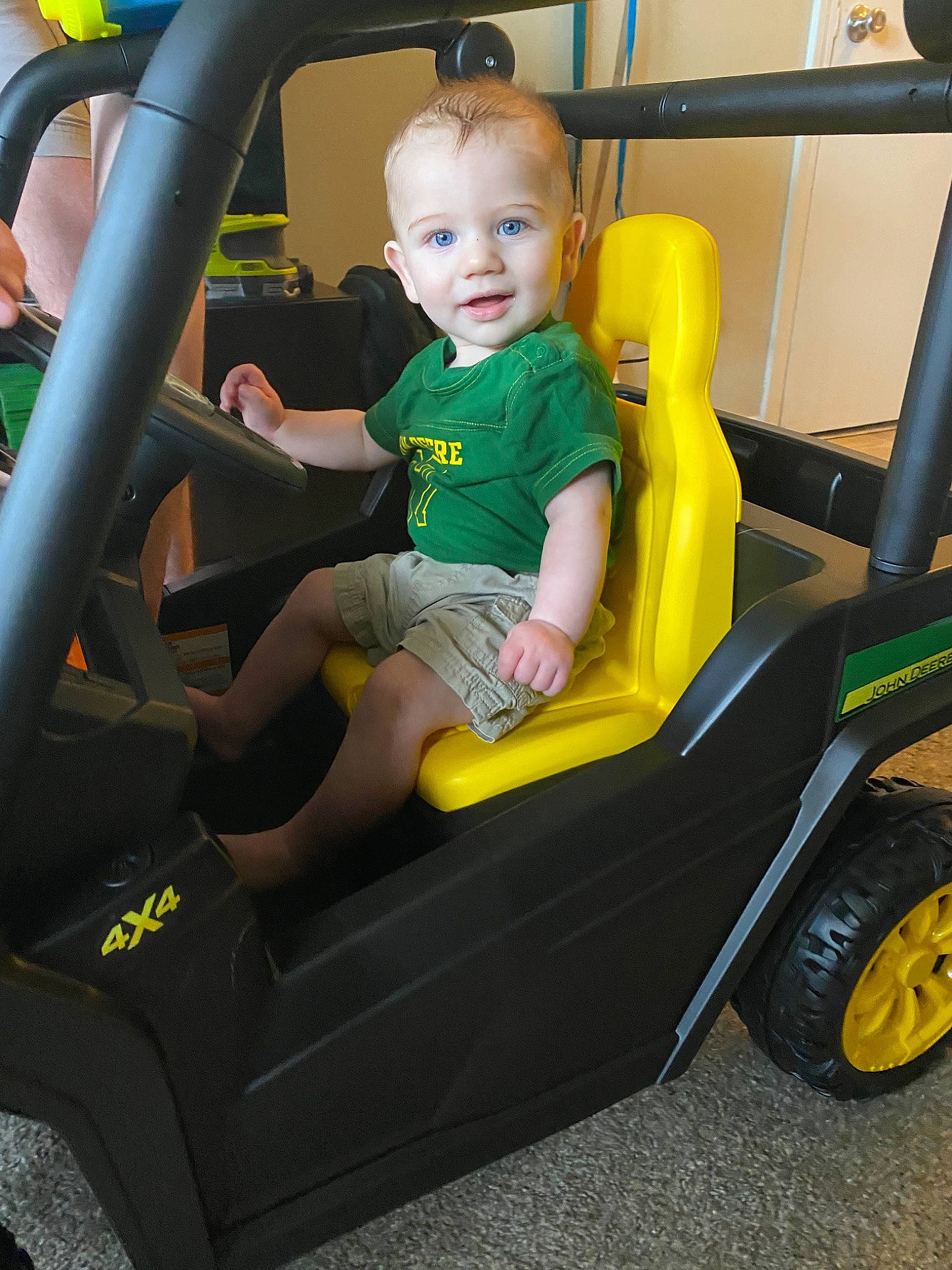 Lyle joined the competition — help win amazing prizes! car, child, fun, motor_vehicle, person, play, product, riding_toy, toddler, toy, vehicle, yellow